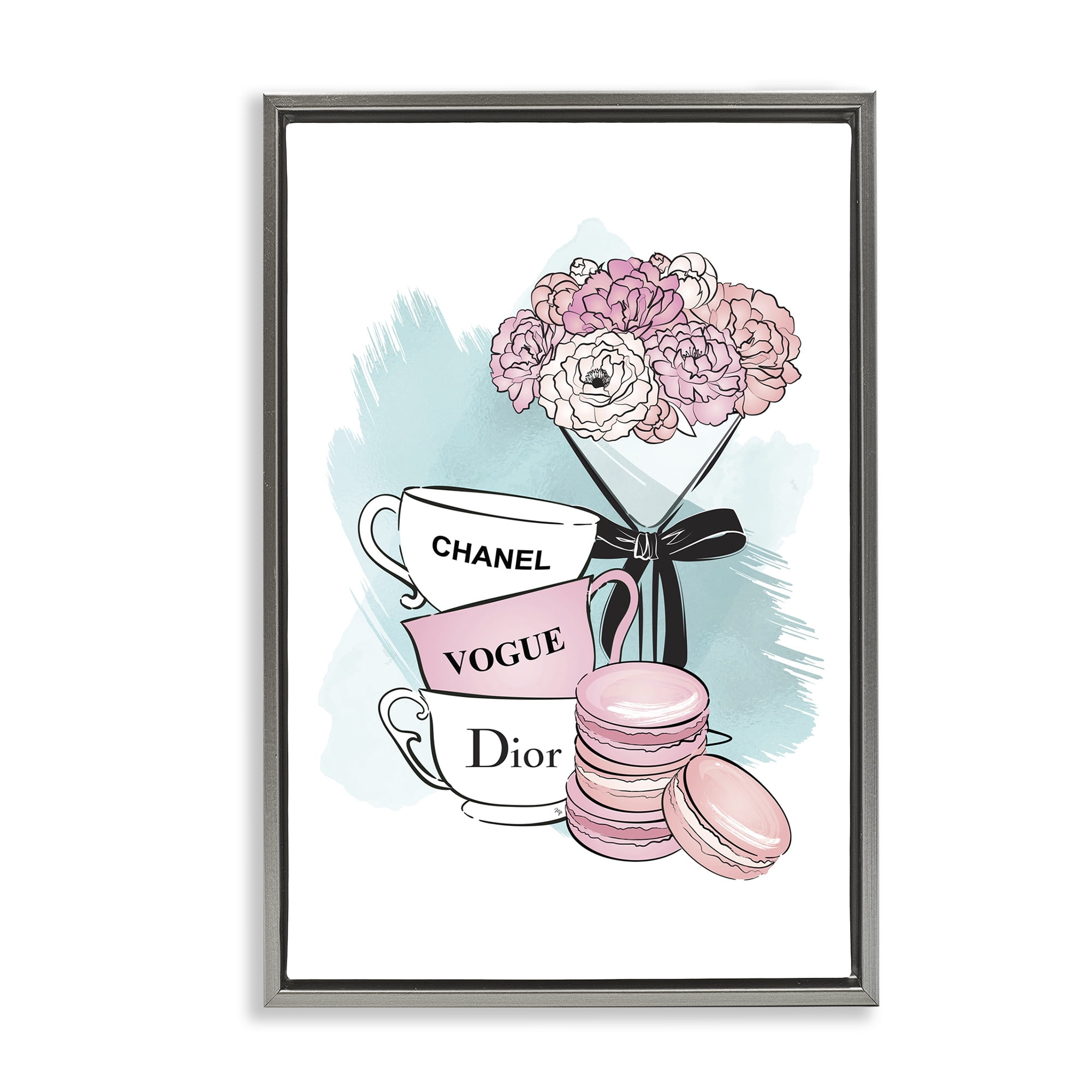 Stupell Industries Fashion Tea Party Food & Beverage Painting Gray Floater Framed Art Print Wall Art, 21 x 31