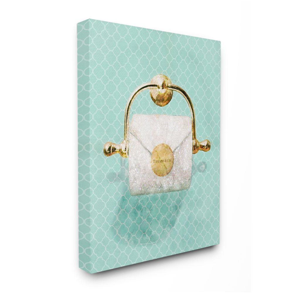 Aqua and Gold Abstract Canvas Wall Art for Nursery