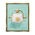 thumbnail image 1 of Stupell Industries Fashion Toilet Paper Roll Iconic Blue Designer Glam Metallic Gold Framed Floating Canvas Wall Art, 24x30, by Ziwei Li, 1 of 5