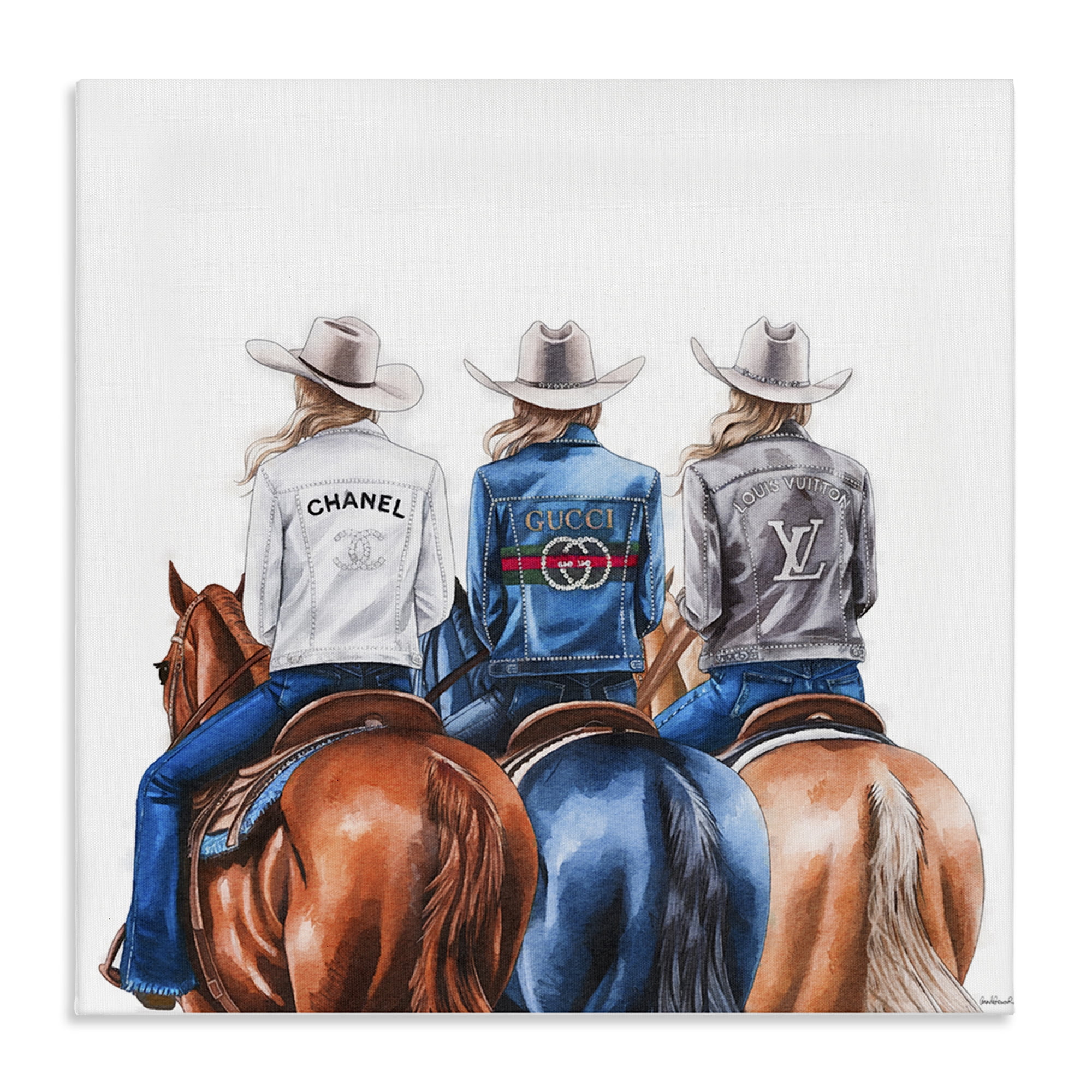 Stupell Industries Fashion Trend Cowgirls People Painting Wrapped Canvas Art Print Wall Art, 30 x 30