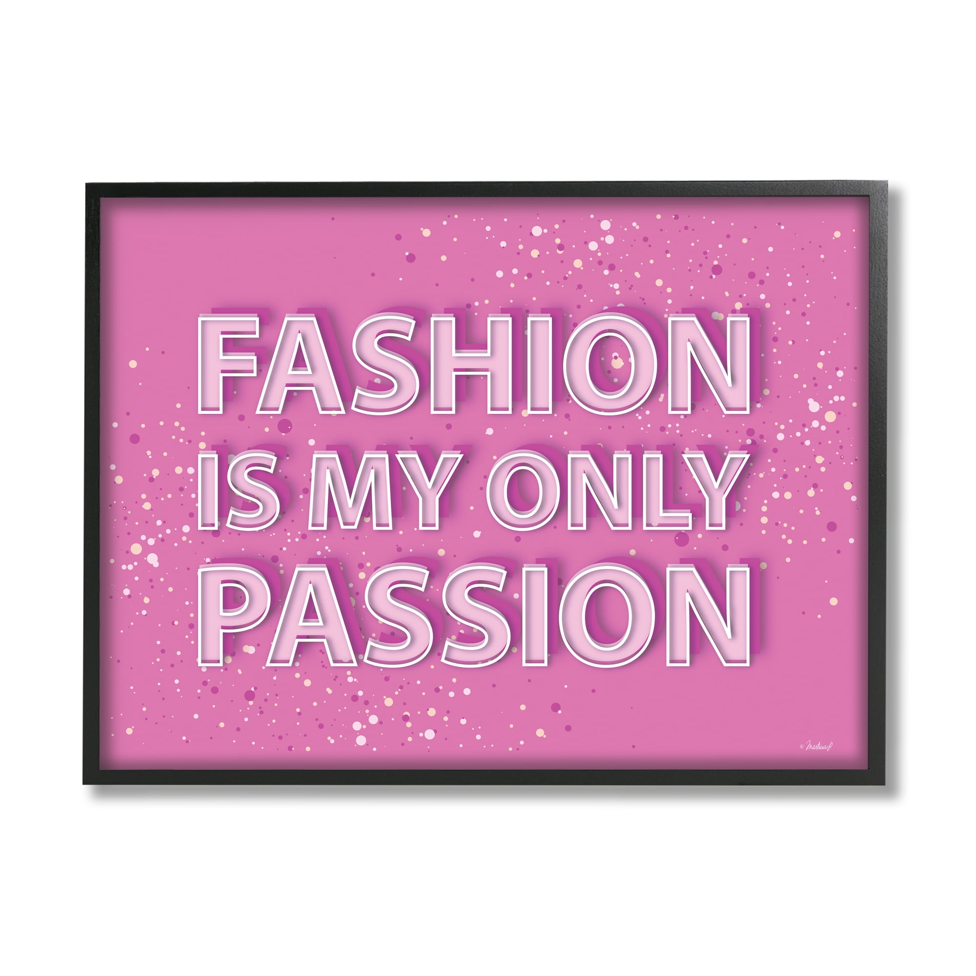 Stupell Industries Fashion is Passion Phrase Beauty & Fashion Painting Black Framed Art Print Wall Art, 20 x 16