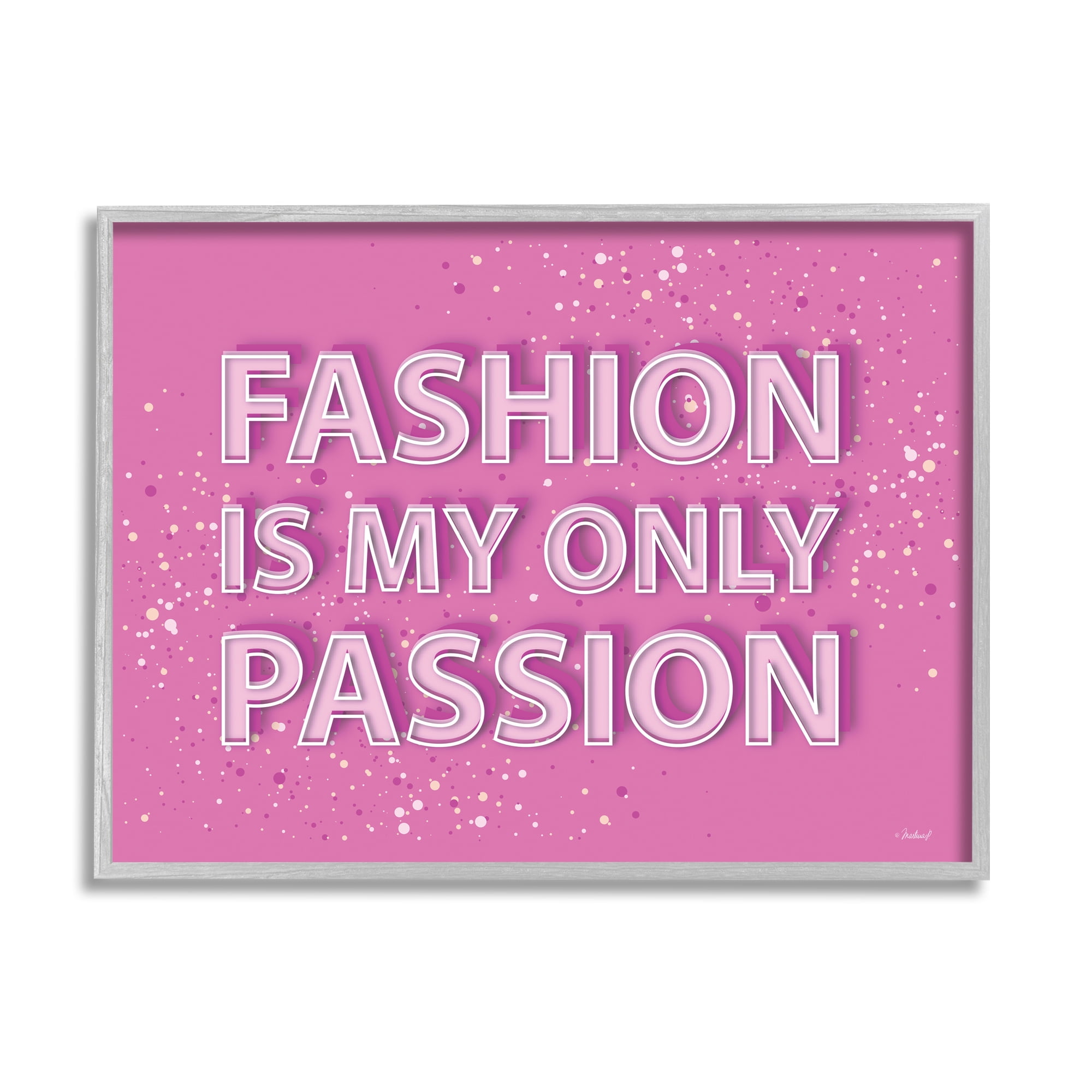 Stupell Industries Fashion is Passion Phrase Beauty & Fashion Painting Gray Framed Art Print Wall Art, 20 x 16
