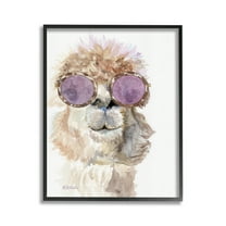 Stupell Industries Fashionable Alpaca Portrait Animals & Insects Painting Black Framed Art Print Wall Art, 11 x 14