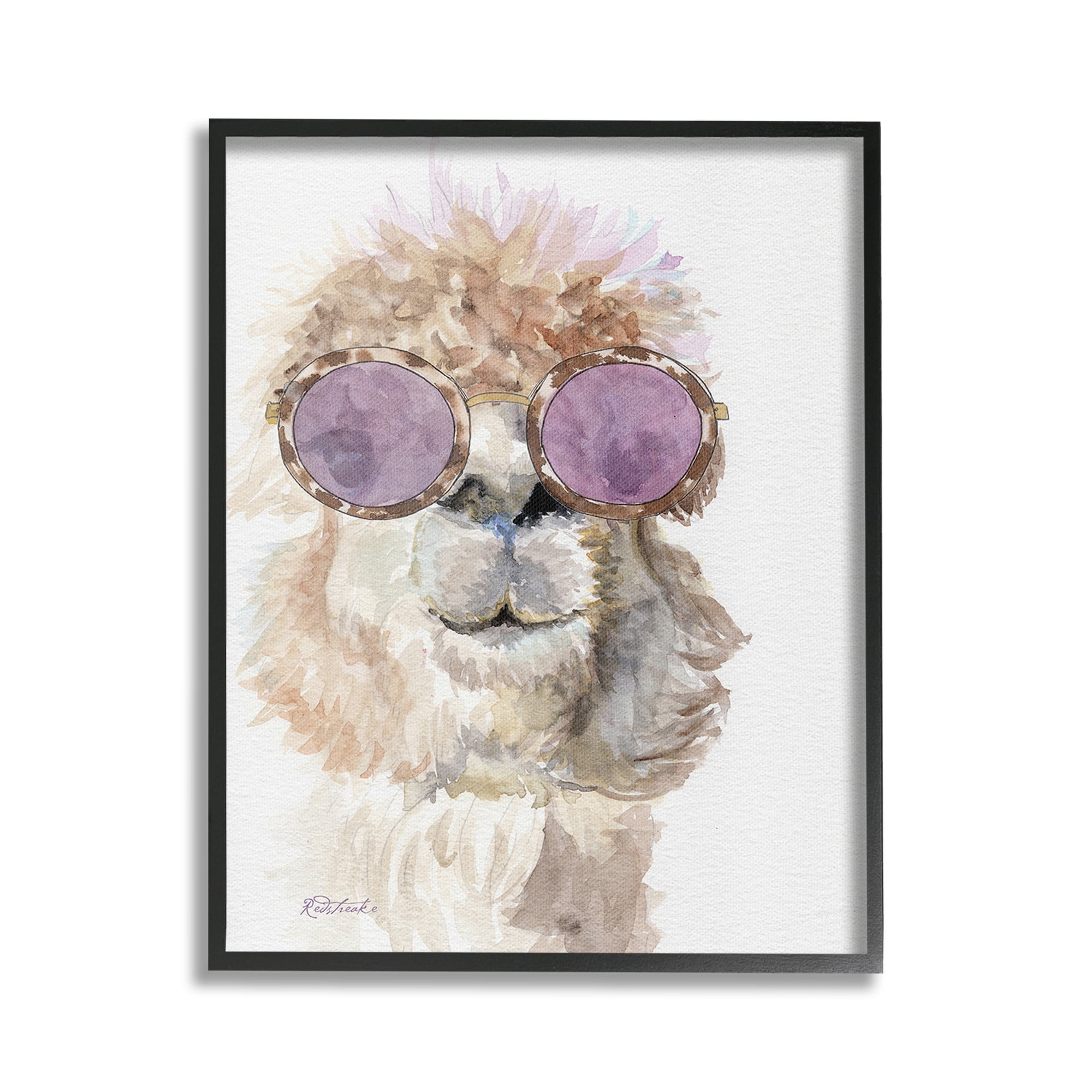 Stupell Industries Fashionable Alpaca Portrait Animals & Insects Painting Black Framed Art Print Wall Art, 16 x 20