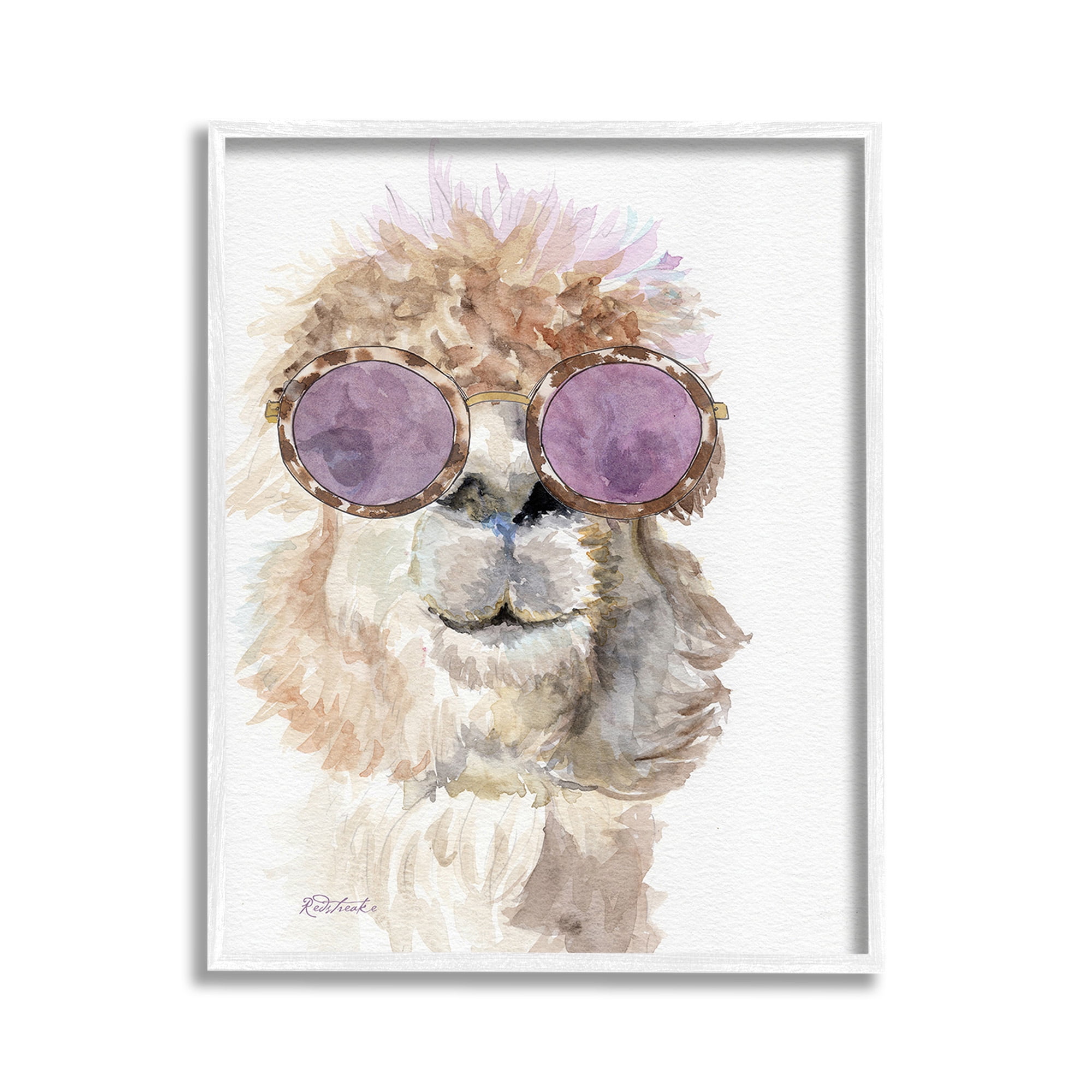 Stupell Industries Fashionable Alpaca Portrait Animals & Insects Painting White Framed Art Print Wall Art, 11 x 14