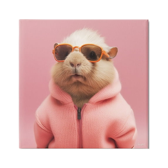 Stupell Industries Fashionable Animal in Pink Animals & Insects Painting Gallery Wrapped Canvas Art Print Wall Art, 30 x 30