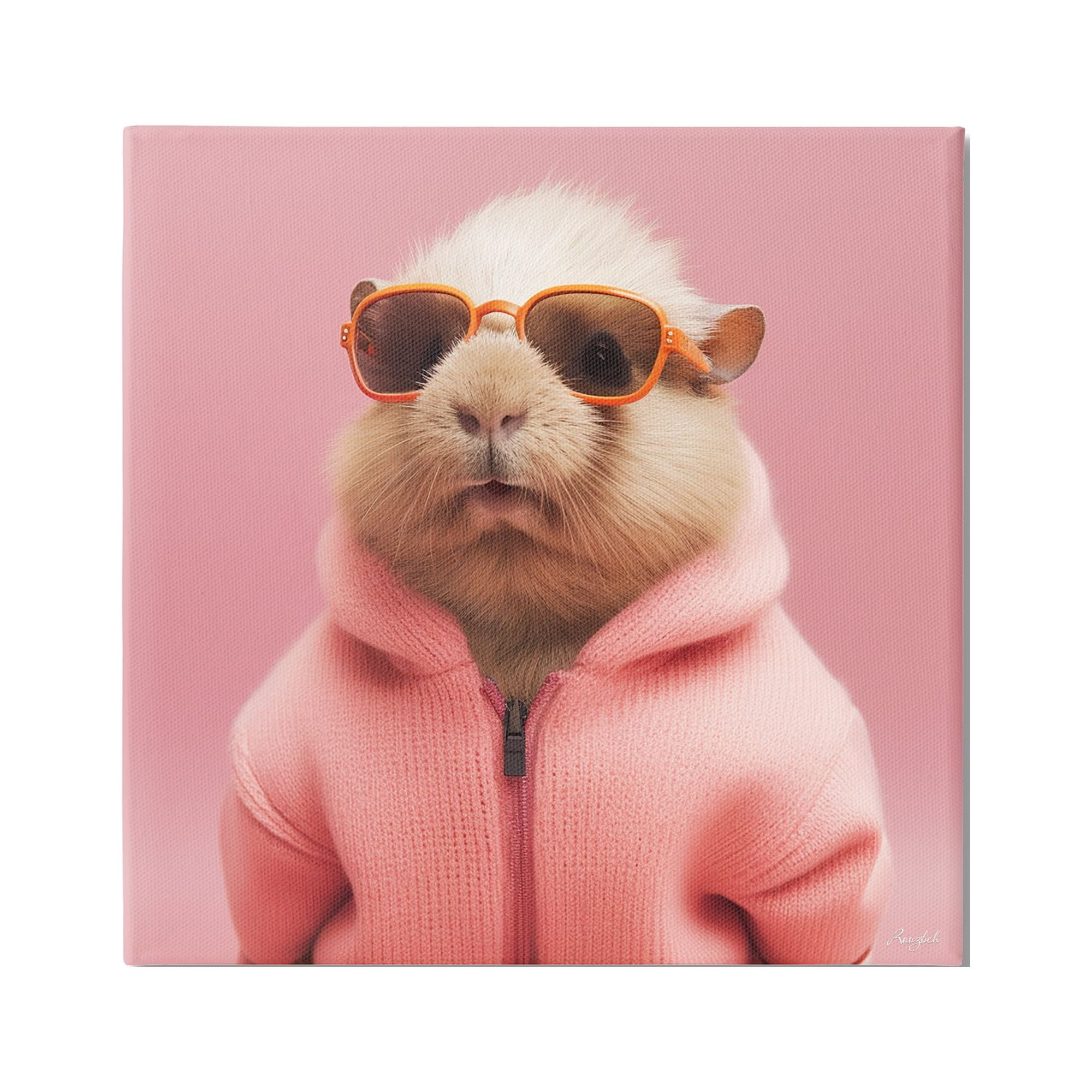 Stupell Industries Fashionable Animal in Pink Animals & Insects Painting Gallery Wrapped Canvas Art Print Wall Art, 36 x 36