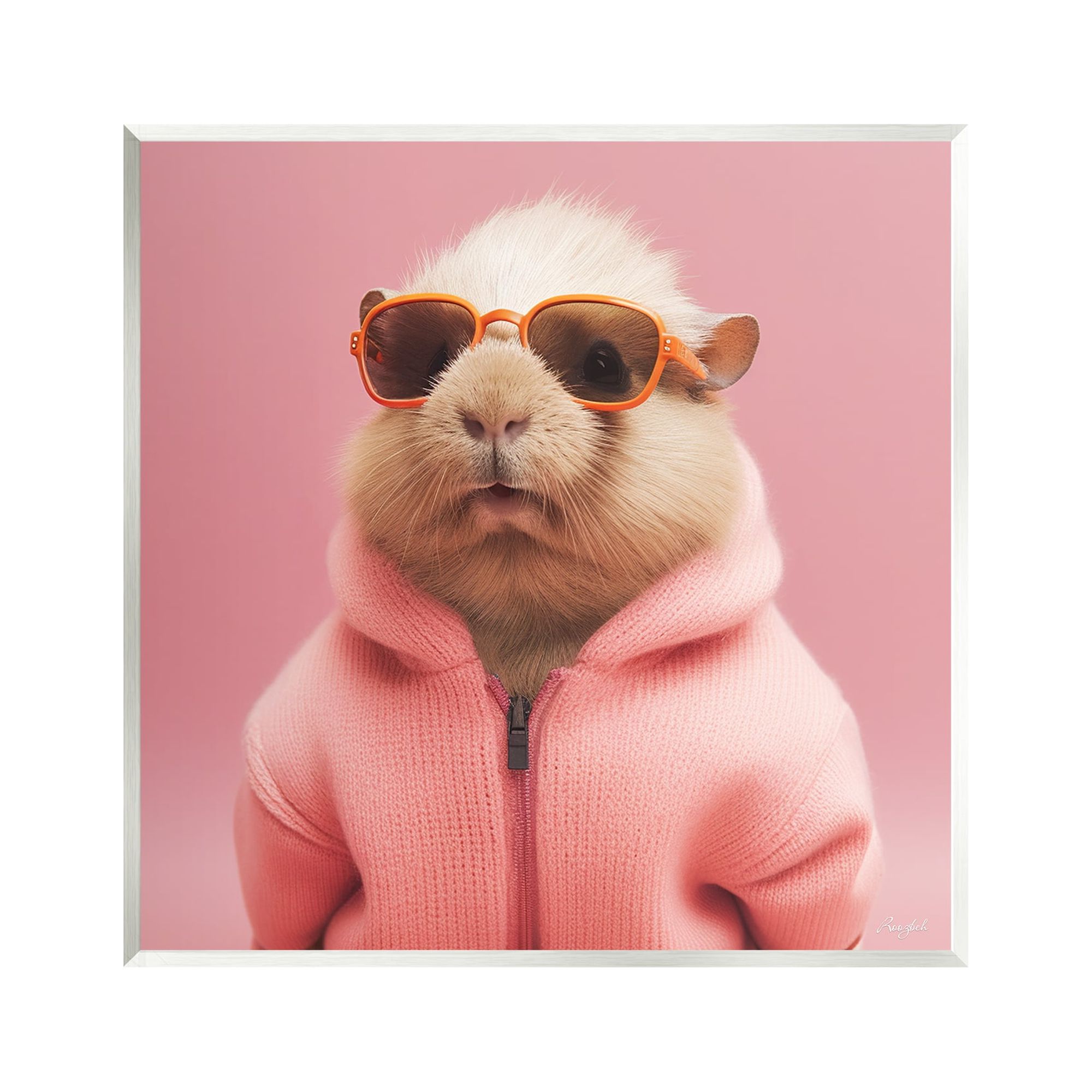 Stupell Industries Fashionable Animal in Pink Animals & Insects Painting Unframed Art Print Wall Art, 12 x 12