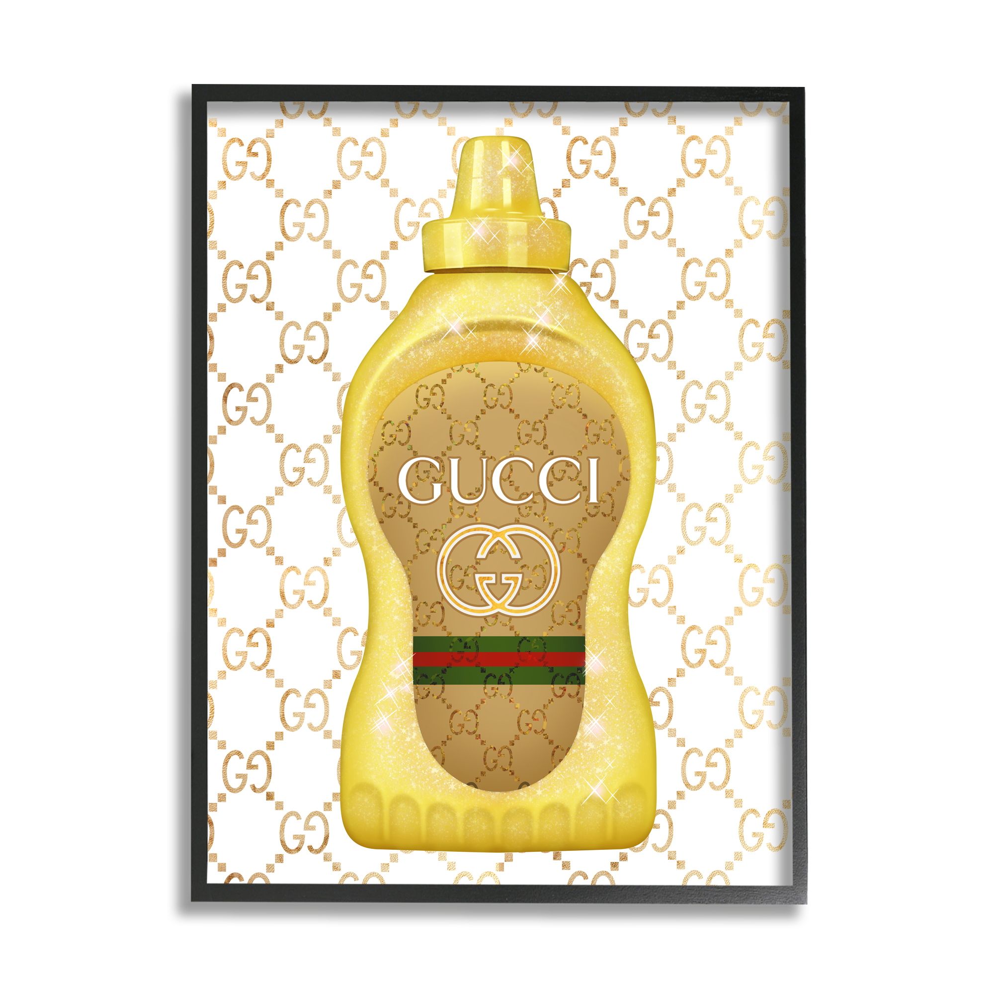 Stupell Industries Fashionable Brunch Condiment Patterned Glam Emblem Graphic Art Black Framed Art Print Wall Art, Design by Ziwei Li