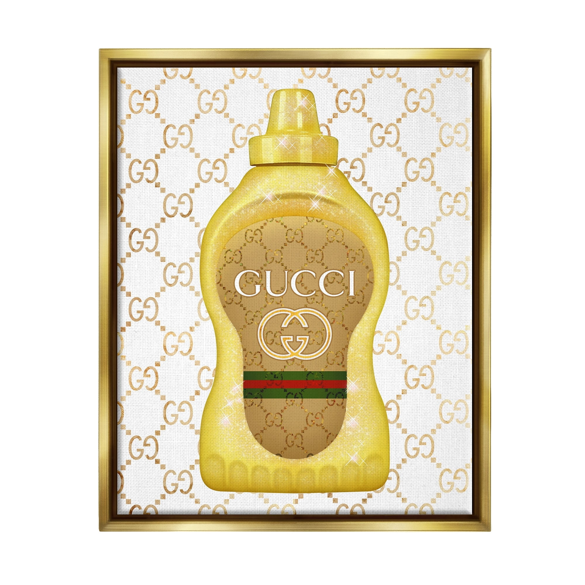 Stupell Industries Fashionable Brunch Condiment Patterned Glam Emblem Graphic Art Metallic Gold Floating Framed Canvas Print Wall Art, Design by Ziwei Li