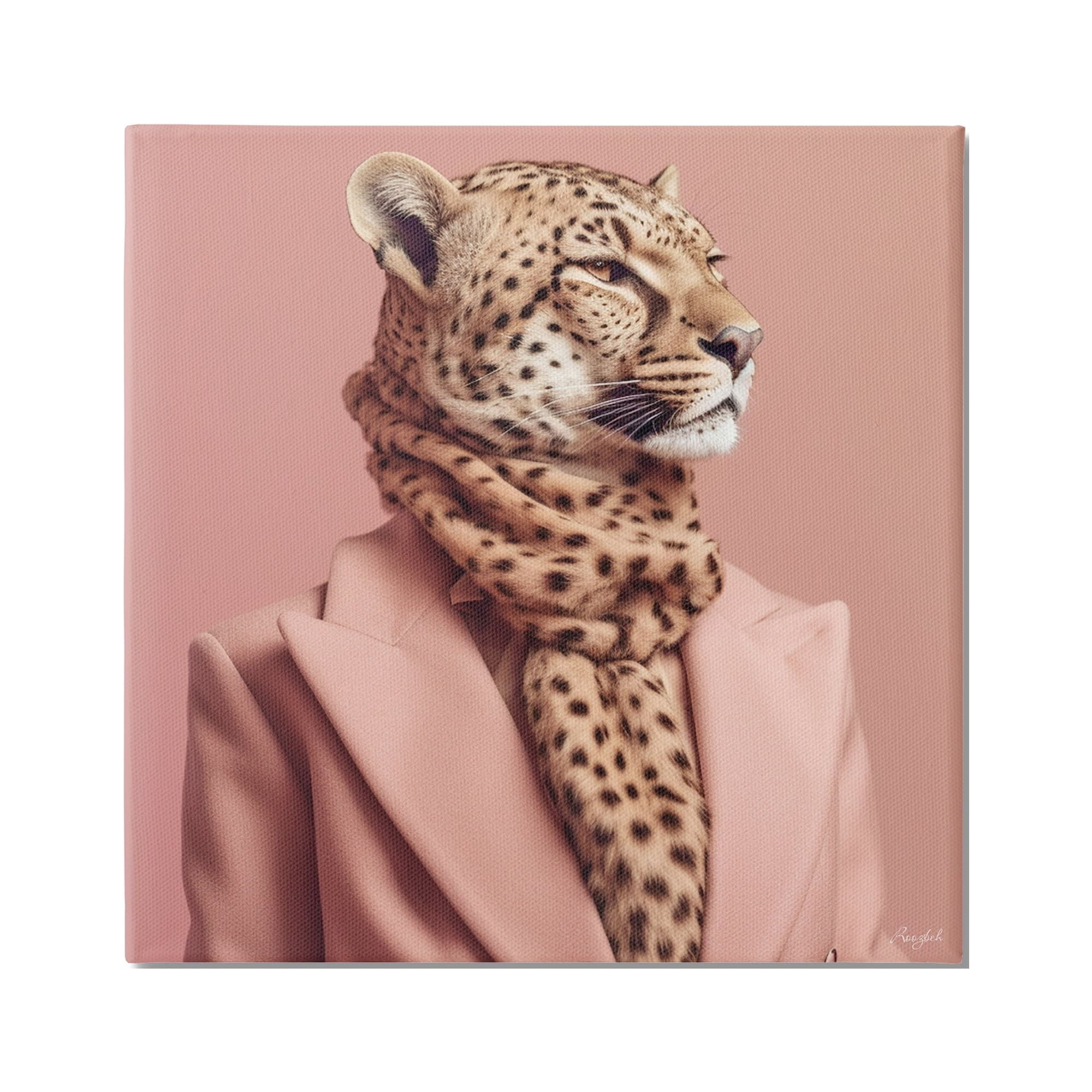Stupell Industries Fashionable Cheetah Portrait Animals & Insects Painting Gallery Wrapped Canvas Art Print Wall Art, 17 x 17