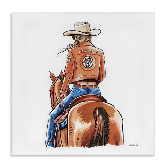 Stupell Industries Fashionable Chic Cowgirl People Painting Wrapped Canvas Art Print Wall Art, 24 x 24