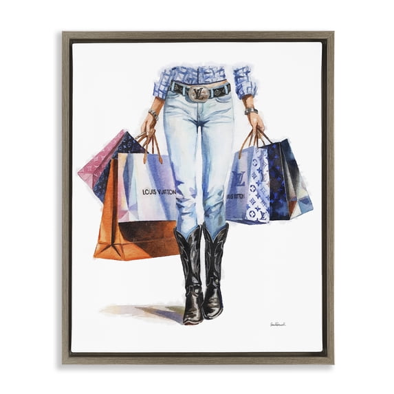 Stupell Industries Art Deco Fashionable Country Gal Brown Floating Frame Canvas Art, 17 x 21, by Amanda Greenwood