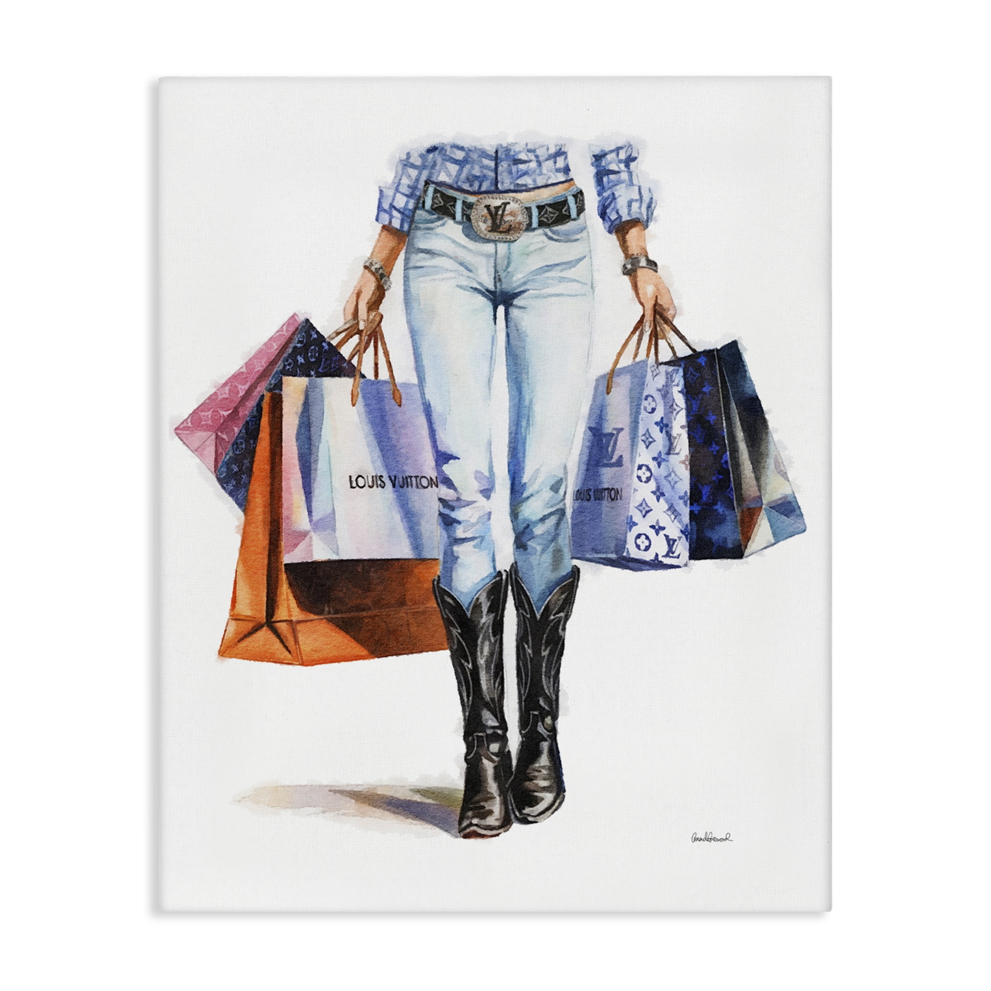 Stupell Industries Fashionable Country Gal People Painting Wrapped Canvas Art Print Wall Art, 16 x 20