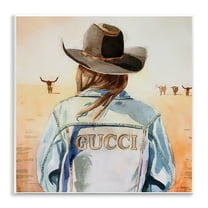 Stupell Industries Fashionable Desert Cowgirl People Painting Unframed Art Print Wall Art, 12 x 12