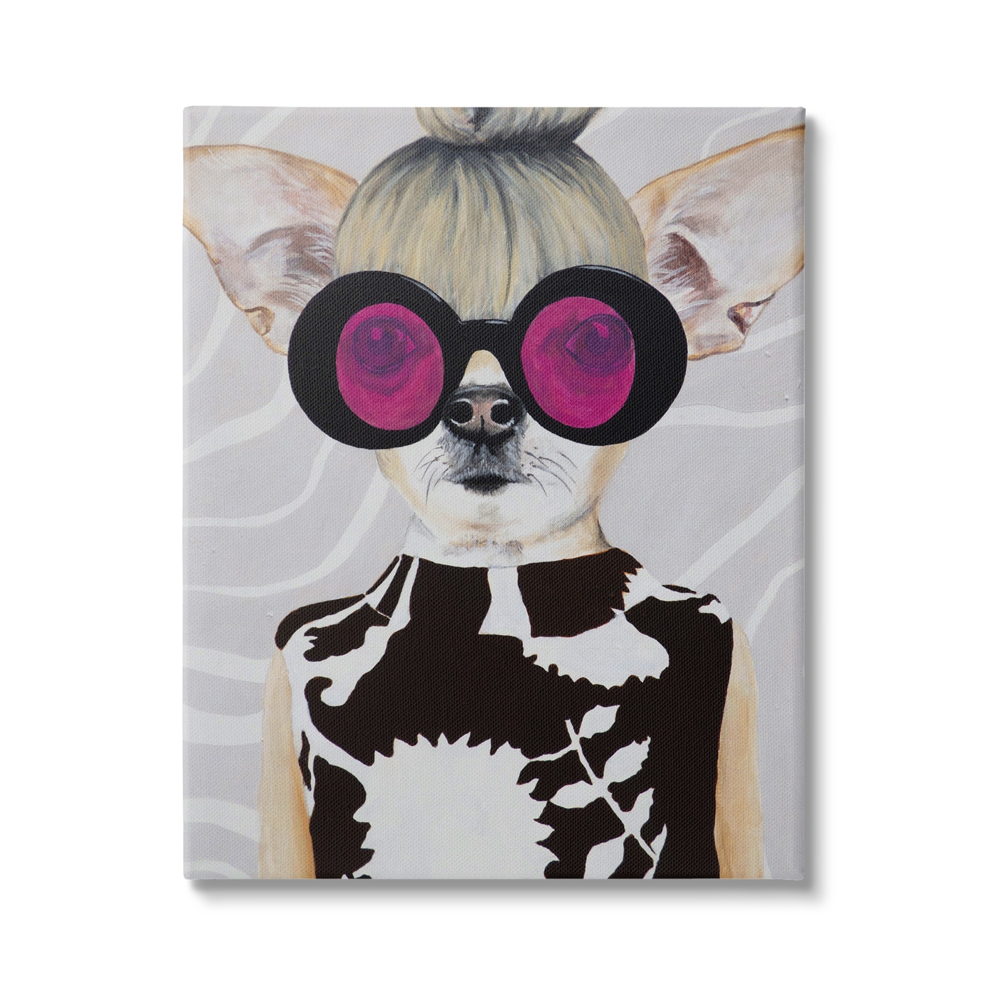 Stupell Industries Fashionable Dog Retro Glam Outfit Animals & Insects Painting Gallery Wrapped Canvas Print Wall Art