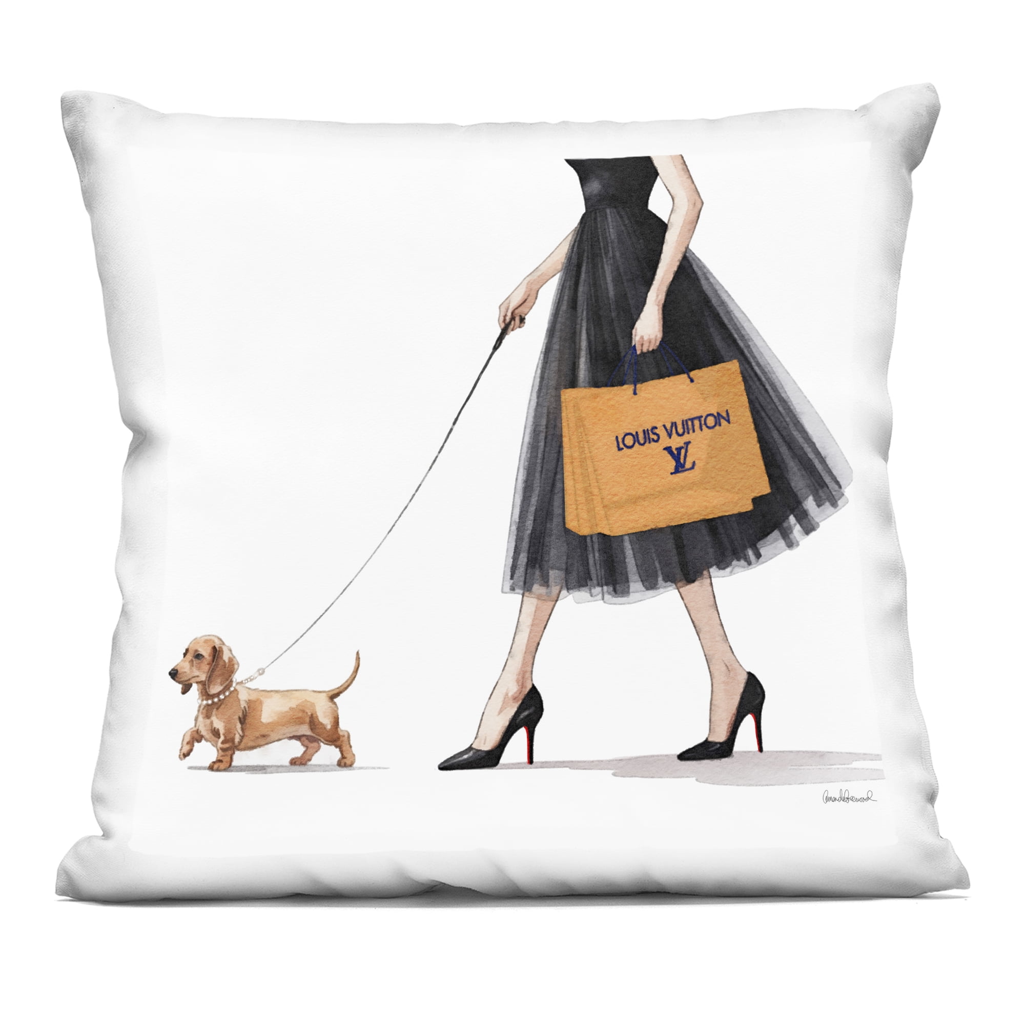 Stupell Industries Fashionable Dog Walking Decorative Printed Throw Pillow, design by Amanda Greenwood, 18 x 7 x 18