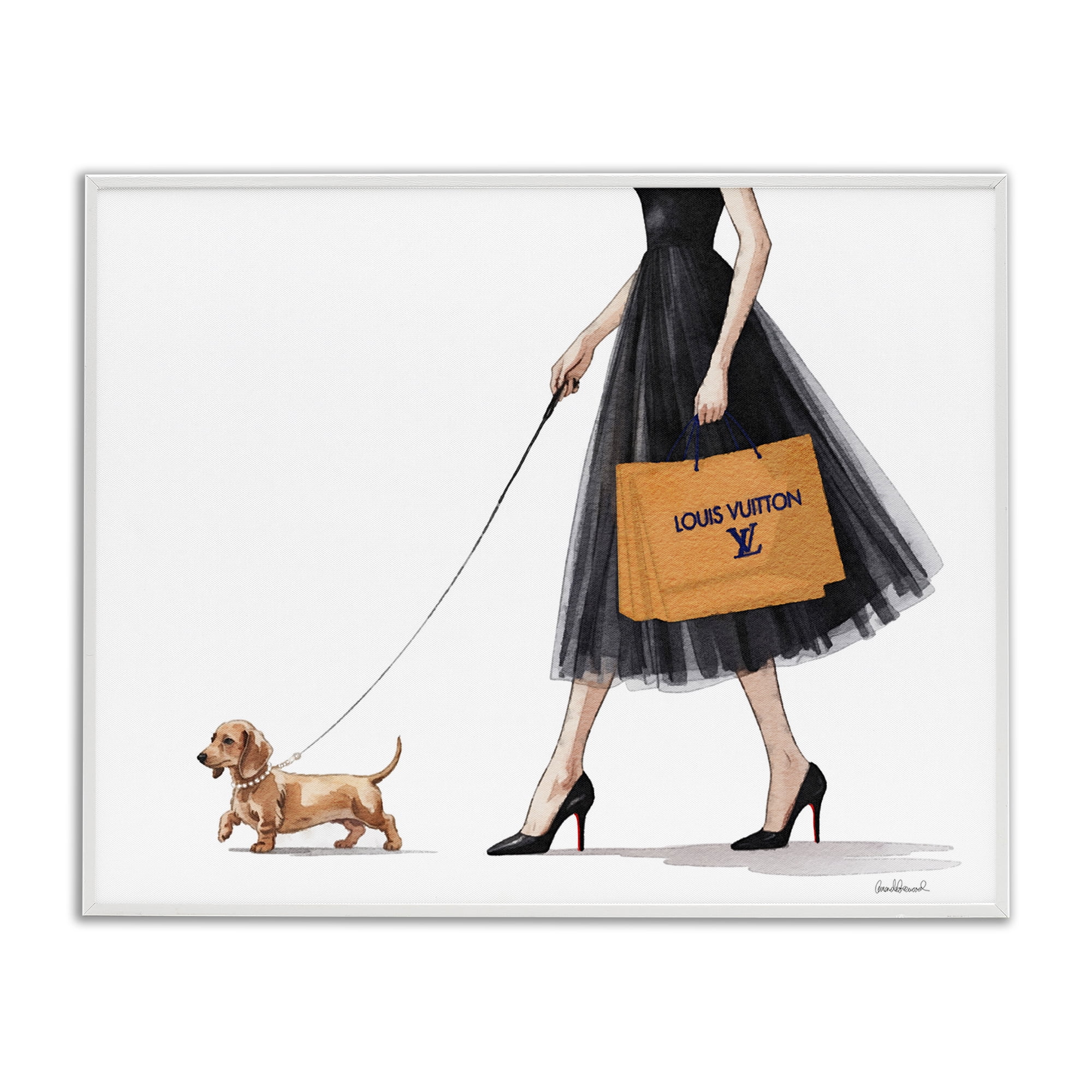 Stupell Industries Fashionable Dog Walking White Framed Giclee Art, design by Amanda Greenwood
