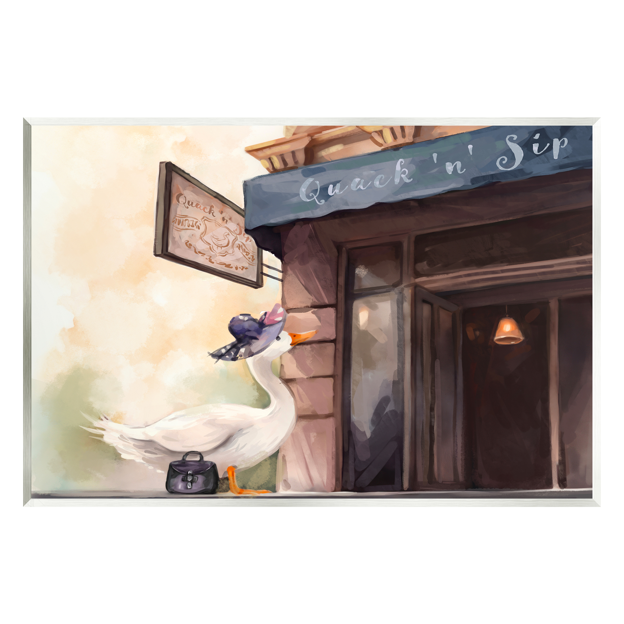 Stupell Industries Fashionable Duck in City Animals & Insects Painting Unframed Art Print Wall Art, 19 x 13
