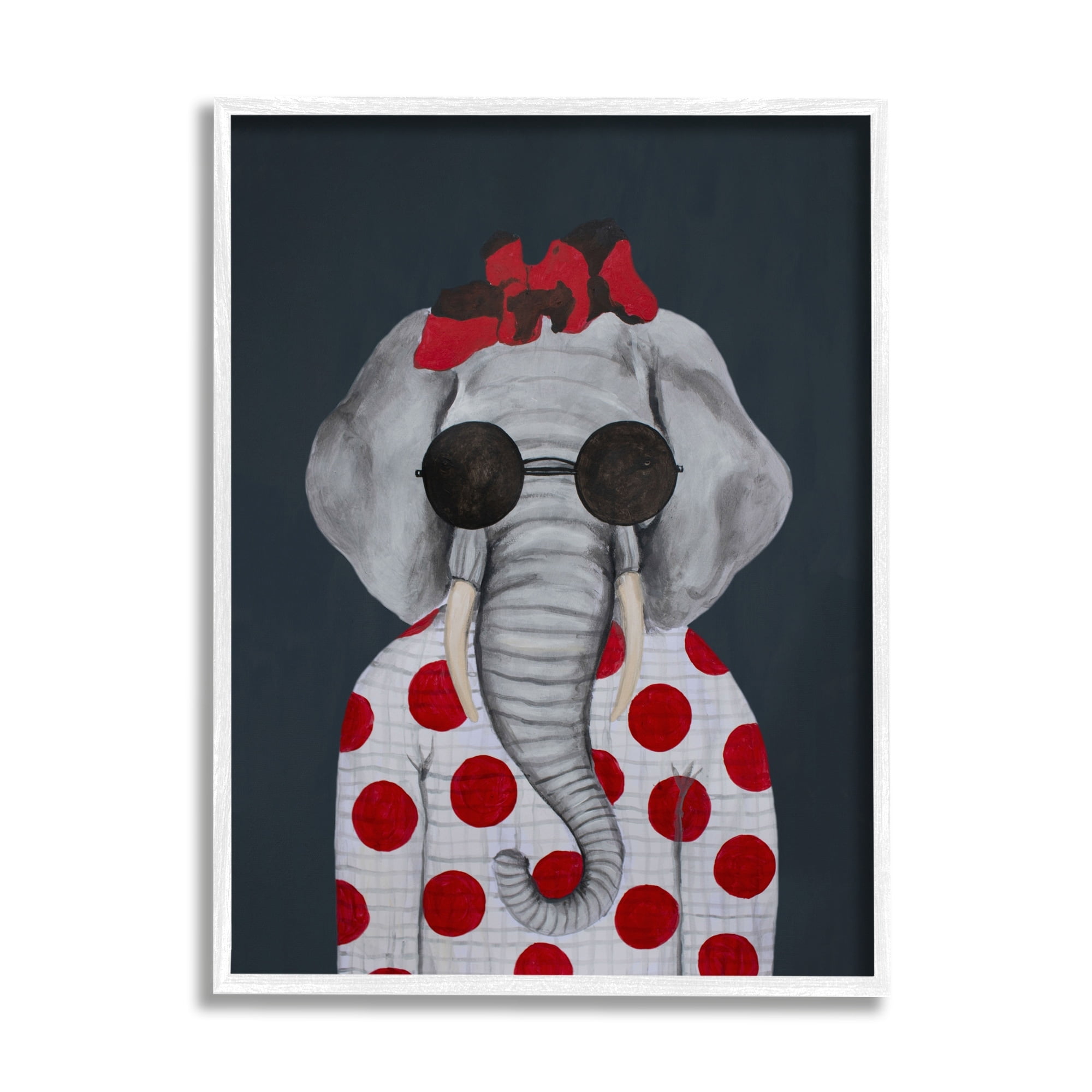 Stupell Industries Fashionable Elephant Sunglasses Bow Polka Dot Pattern Portrait , 11 x 14, Design by Coco de Paris