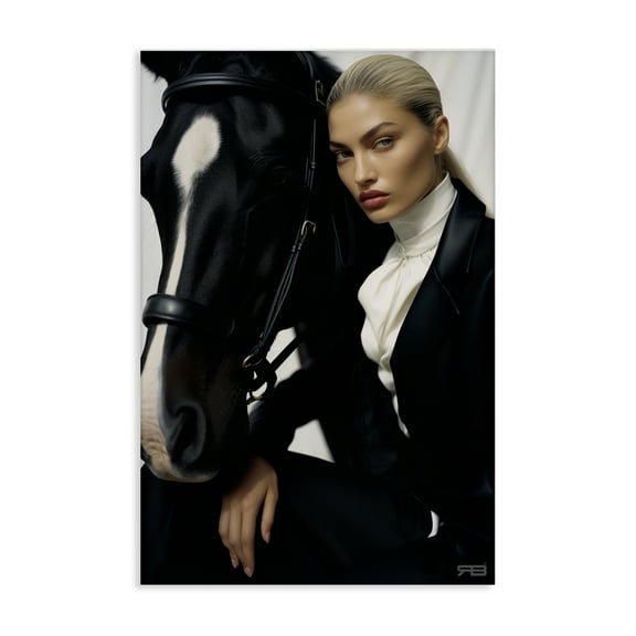 Stupell Industries Fashionable Equestrian Girl People Painting Wrapped Canvas Art Print Wall Art, 16 x 24