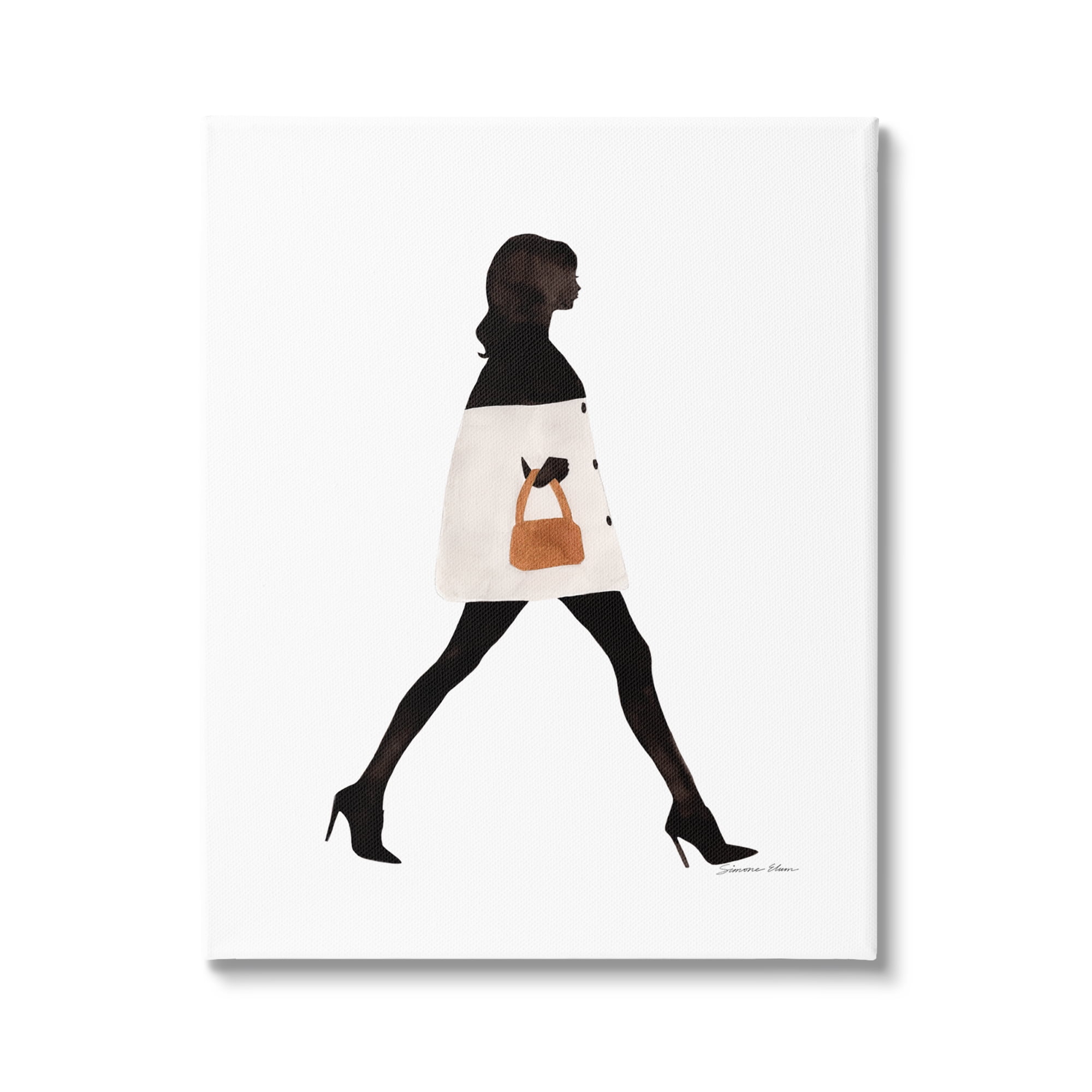 Stupell Industries Fashionable Girl Walking Beauty & Fashion Painting Gallery Wrapped Canvas Print Wall Art, 30 x 40