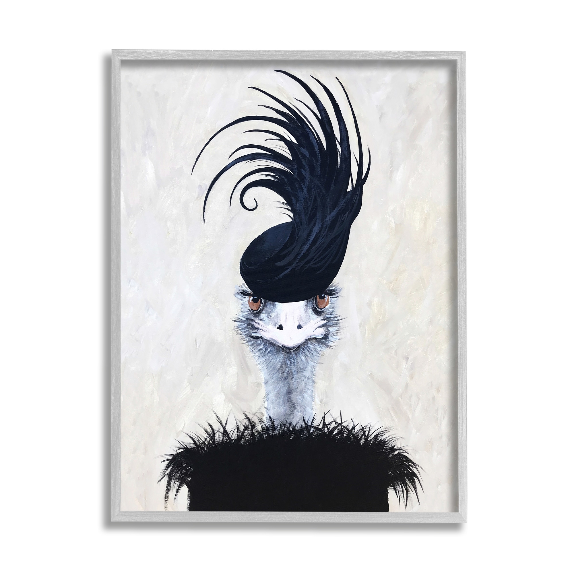 Stupell Industries Fashionable Glam Ostrich Black Dress Couture Hat, 11 x 14, Design by Coco de Paris