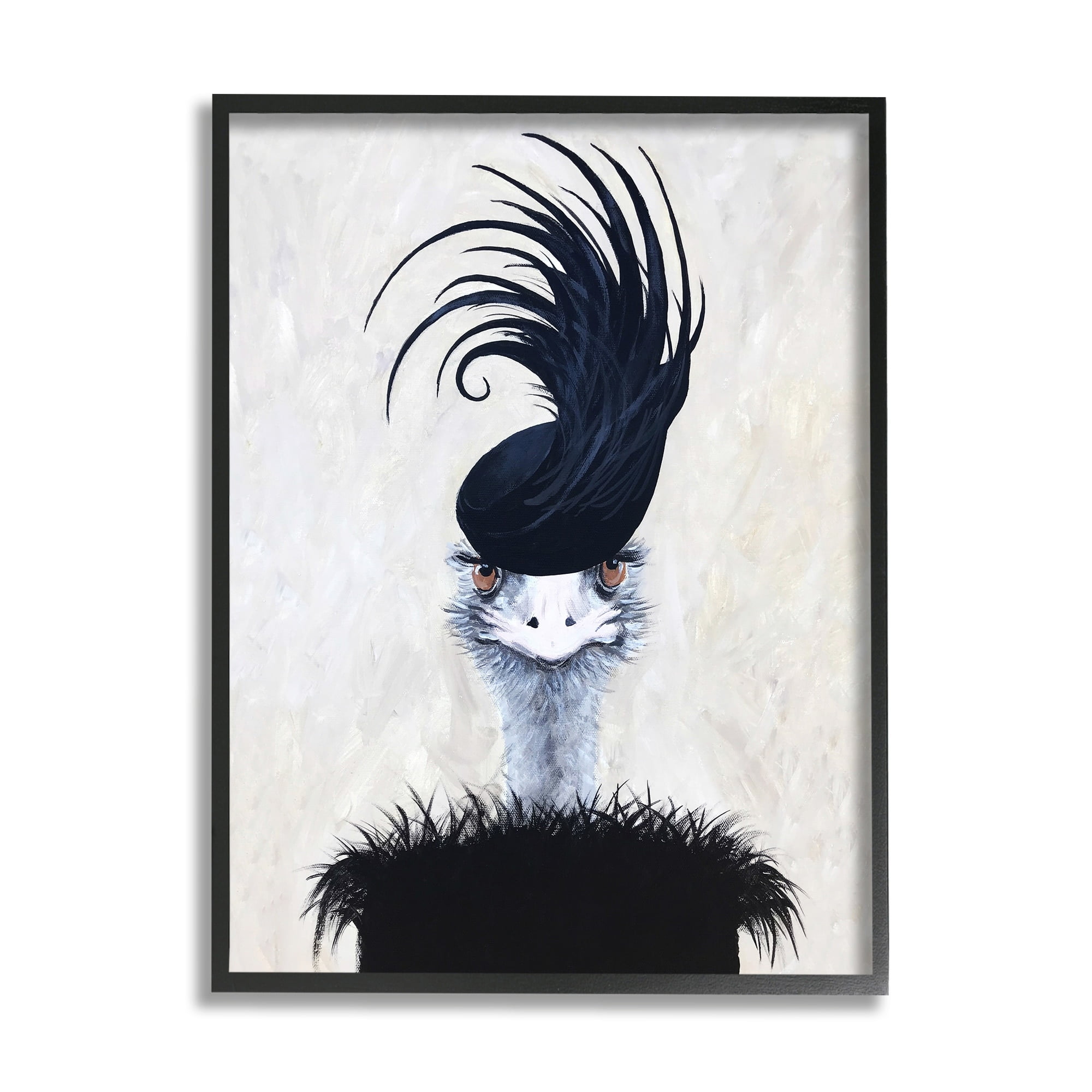 Stupell Industries Fashionable Glam Ostrich Black Dress Couture Hat, 11 x 14, Design by Coco de Paris