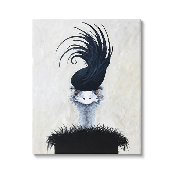 Stupell Industries Fashionable Glam Ostrich Black Dress Couture Hat, 16 x 20, Design by Coco de Paris