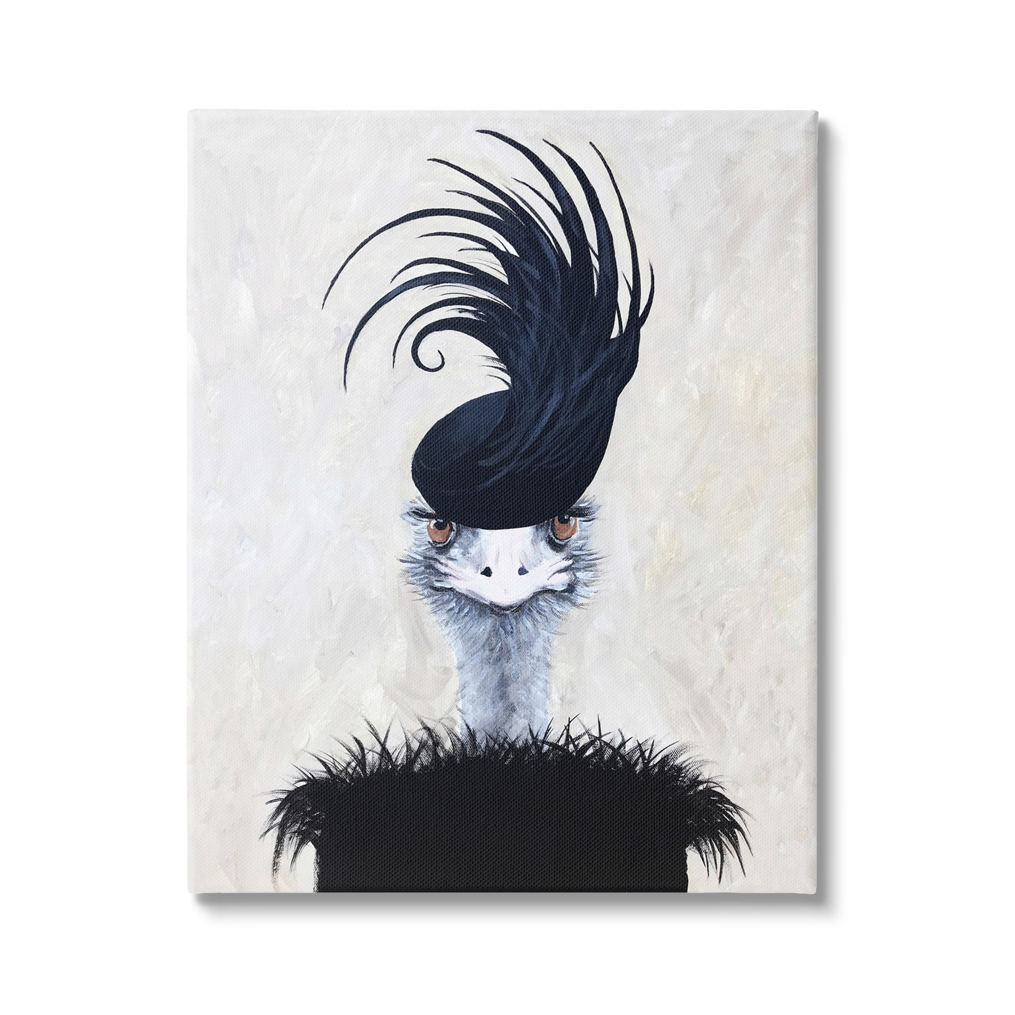 Stupell Industries Fashionable Glam Ostrich Black Dress Couture Hat Glam Painting Gallery-Wrapped Canvas Print Wall Art, 24 x 30, Design by Coco de Paris