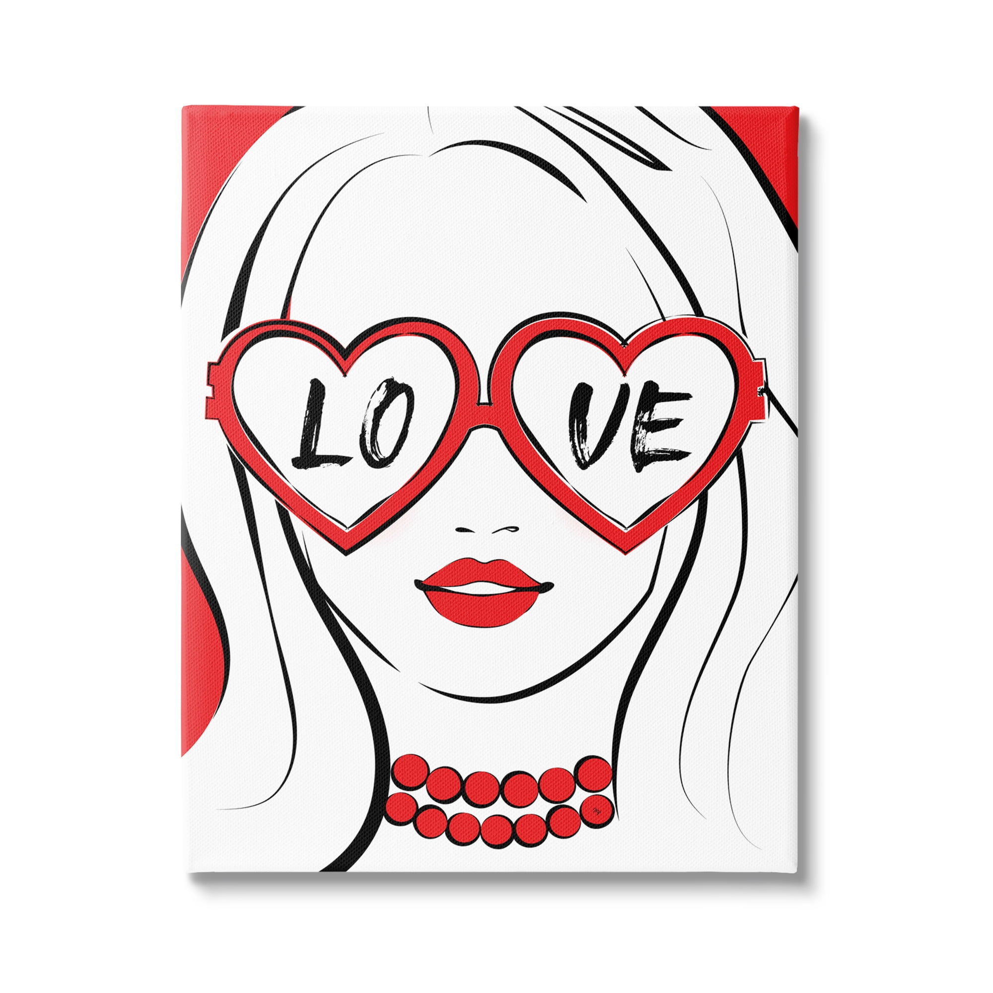Stupell Industries Fashionable Heart Sunglasses Love Design Trendy Woman Graphic Art Gallery Wrapped Canvas Print Wall Art, Design by Martina Pavlova