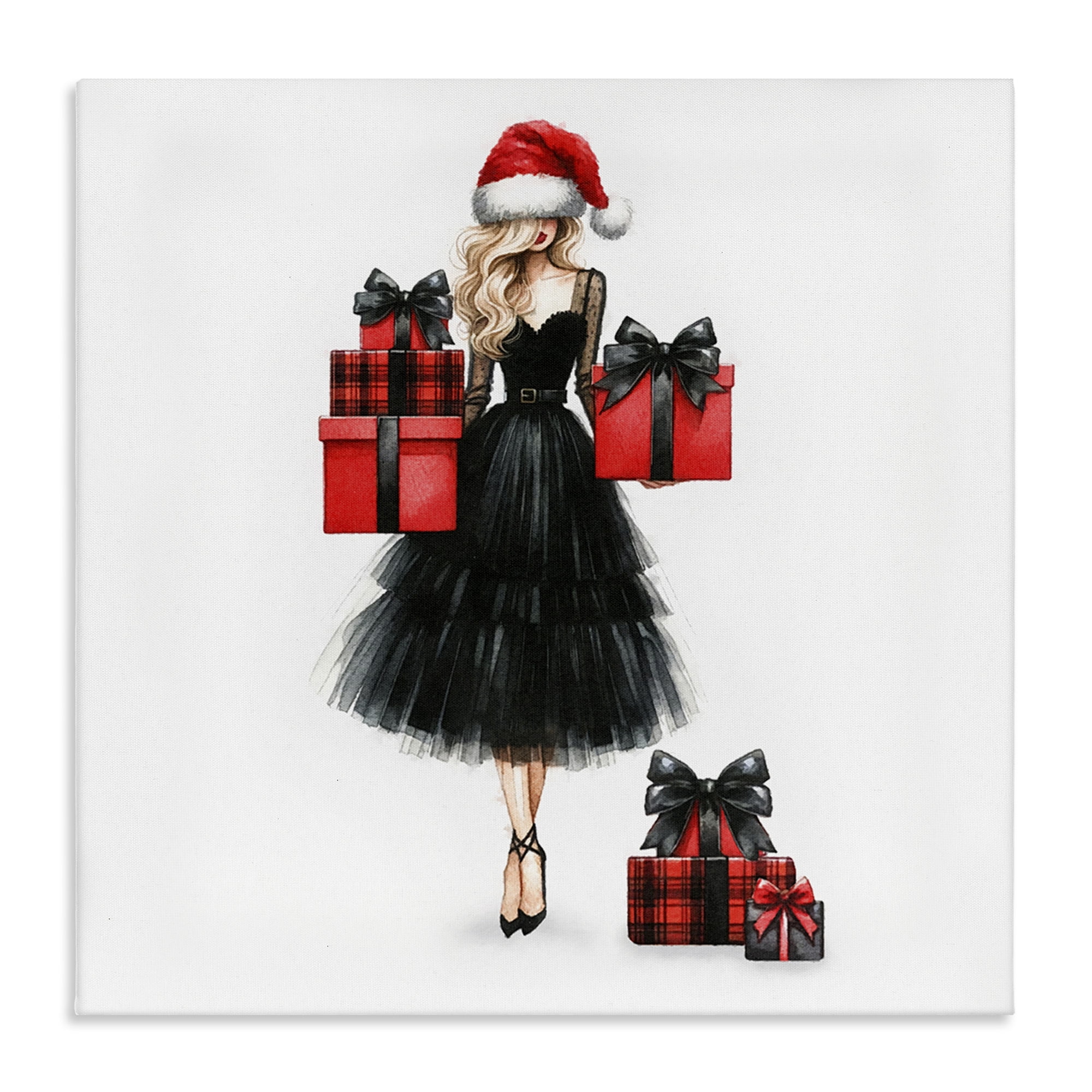 Stupell Industries Fashionable Holiday Shopping Holiday Painting Gallery Wrapped Canvas Art Prints Wall Art, 24 x 24