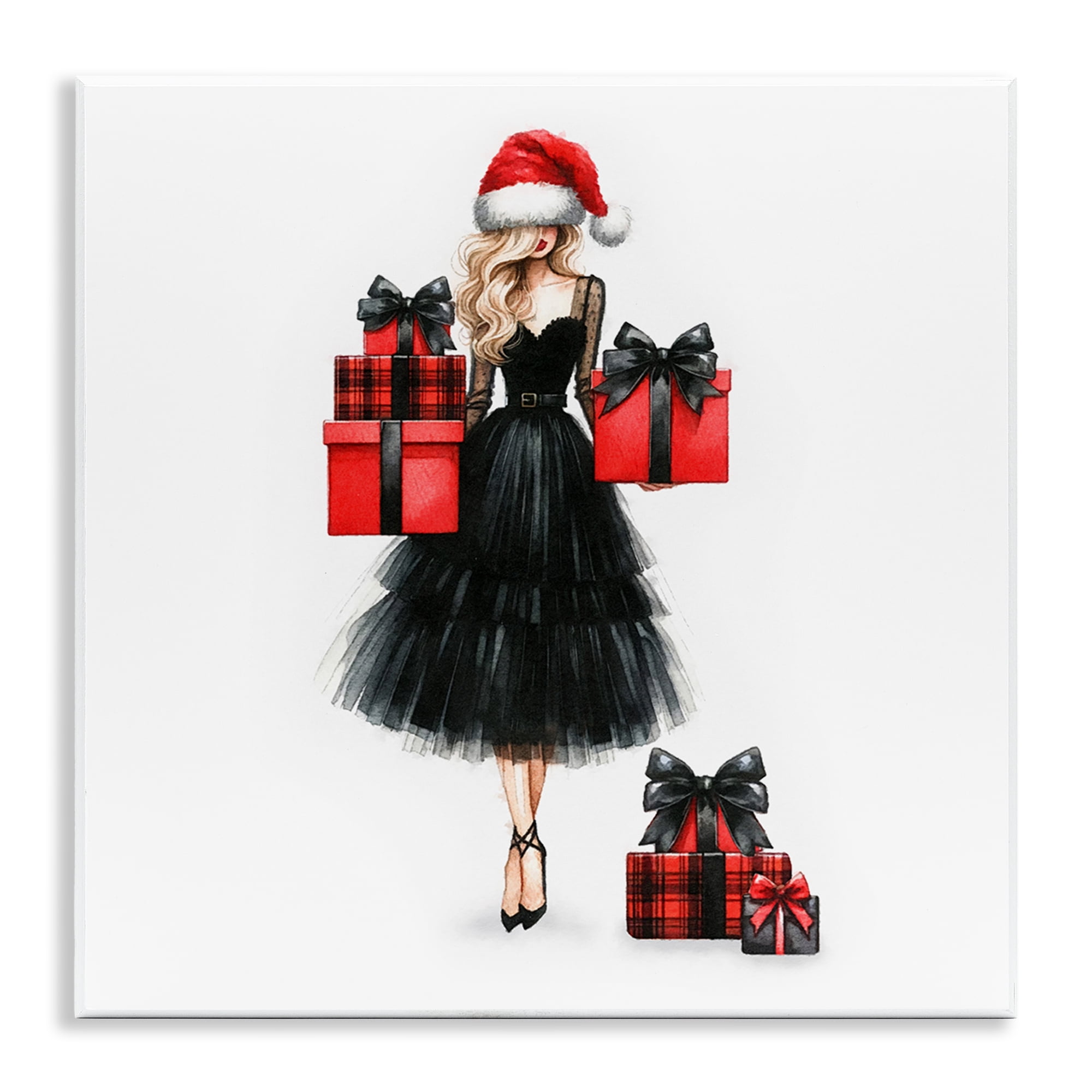 Stupell Industries Fashionable Holiday Shopping Holiday Painting Unframed Art Prints Wall Art, 12 x 12