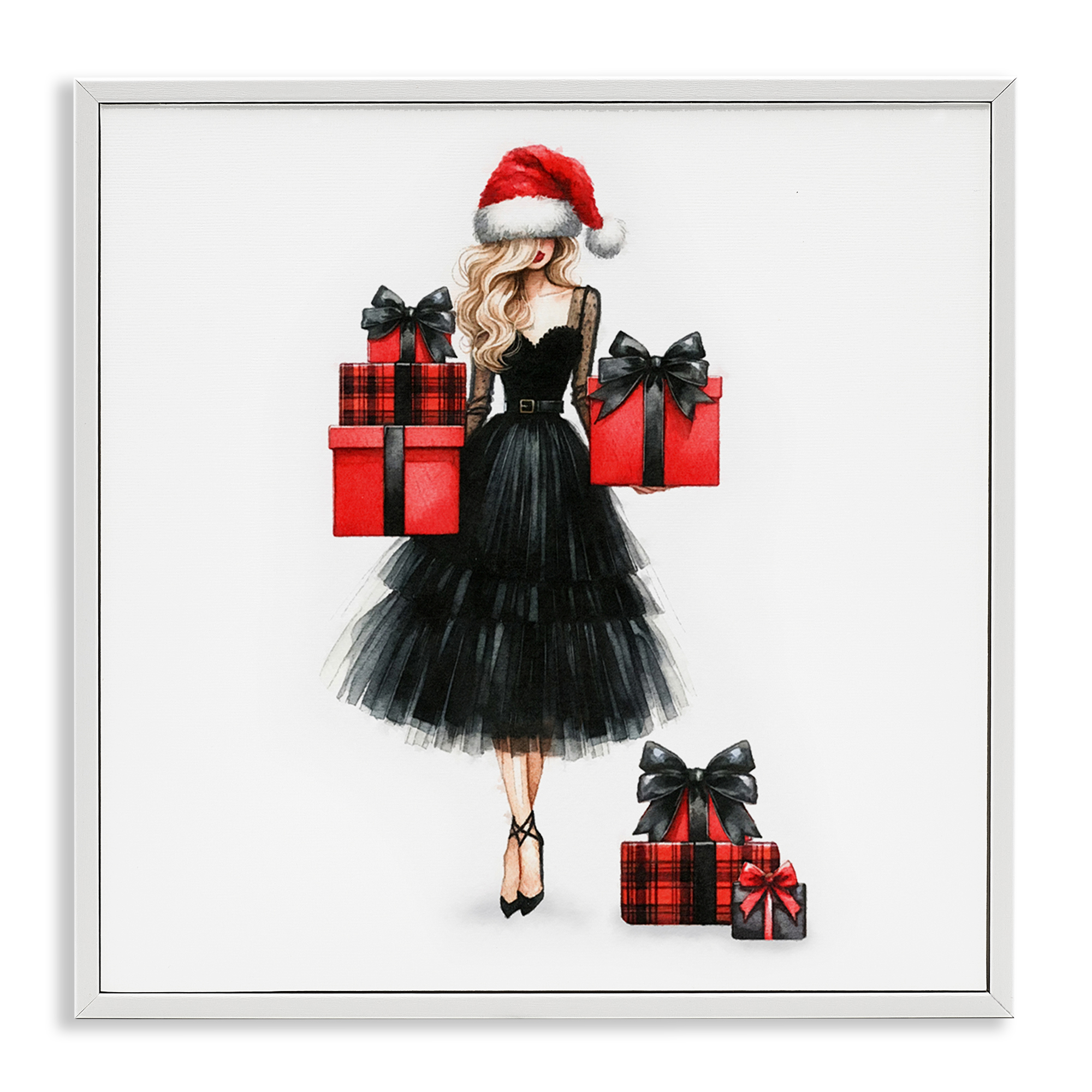 Stupell Industries Fashionable Holiday Shopping Holiday Painting White Framed Art Prints Wall Art, 17 x 17