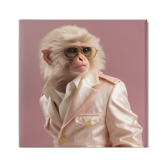 Stupell Industries Fashionable Monkey Portrait Animals & Insects Painting Gallery Wrapped Canvas Art Print Wall Art, 17 x 17