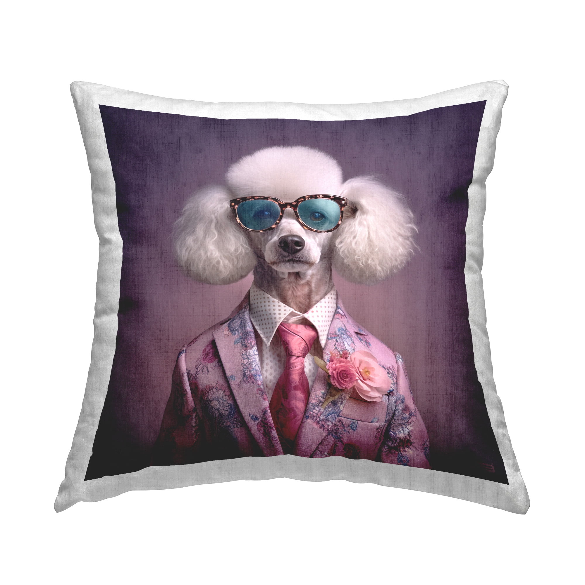 Stupell Industries Fashionable Poodle Portrait Decorative Printed Throw Pillow Design by RB
