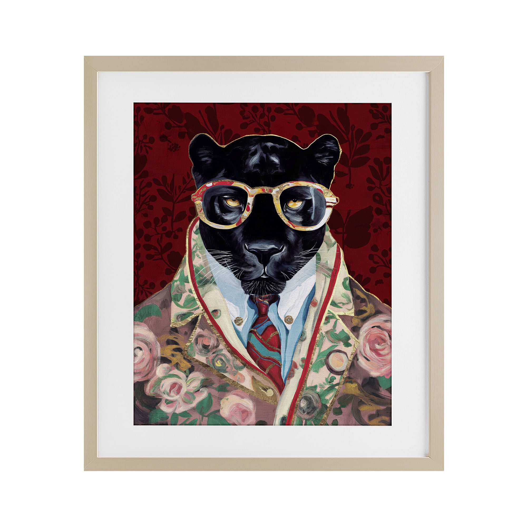 Stupell Industries Fashionable Scarlet Panther Birch Framed Print Under Glass, design by Svetlana Aleynikova