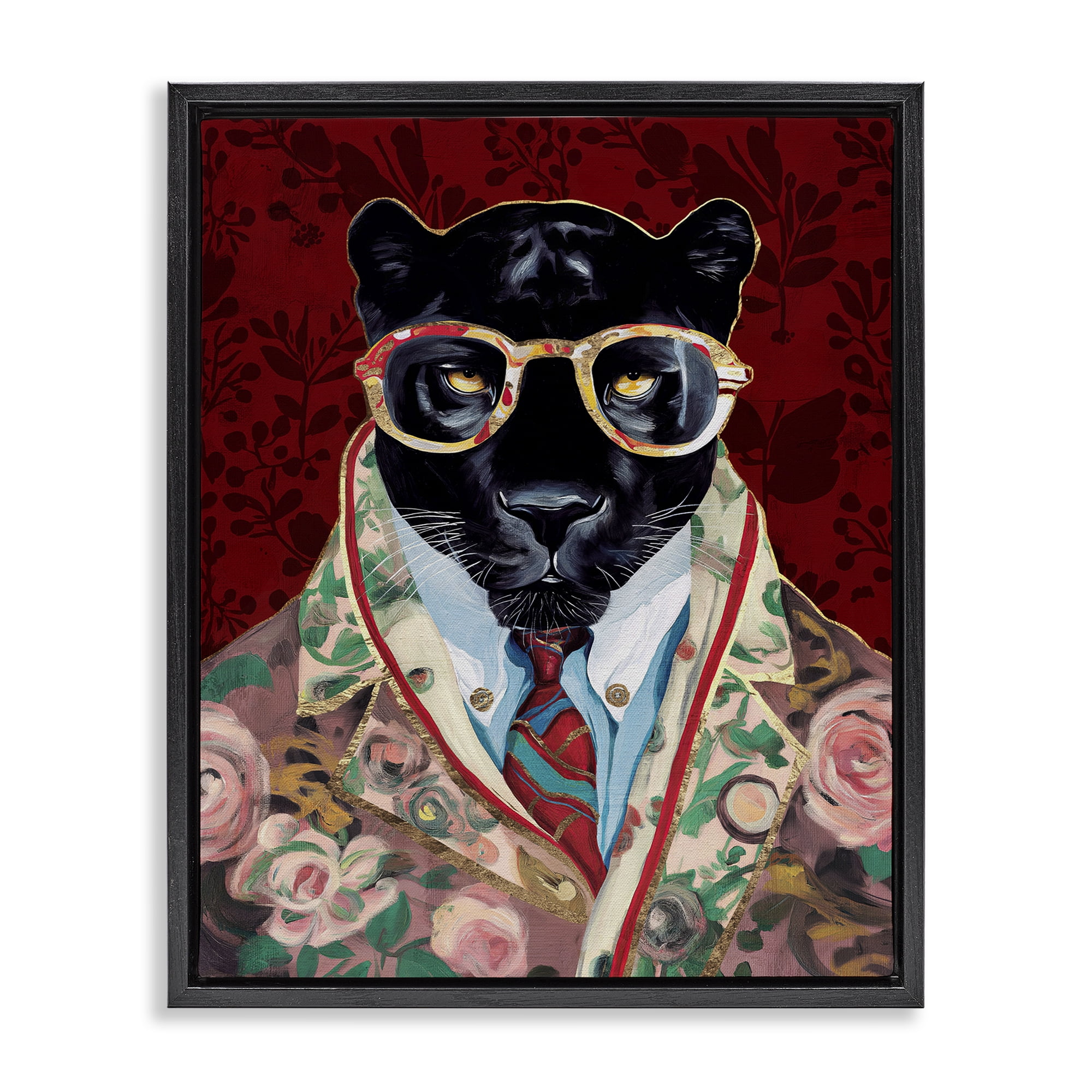 Stupell Industries Fashionable Scarlet Panther Black Framed Floater Canvas Wall Art, design by Svetlana Aleynikova
