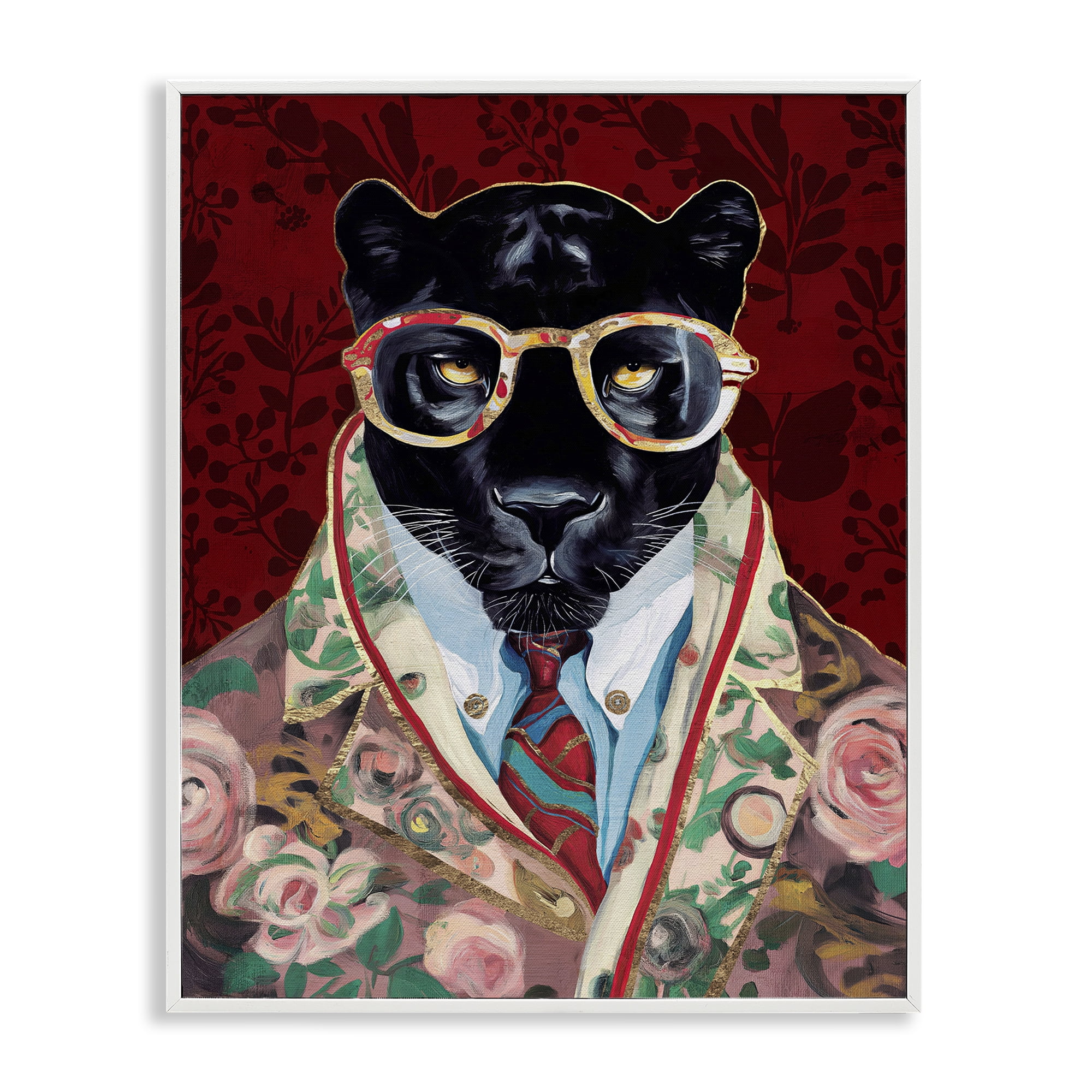 Stupell Industries Fashionable Scarlet Panther White Framed Giclee Art, design by Svetlana Aleynikova