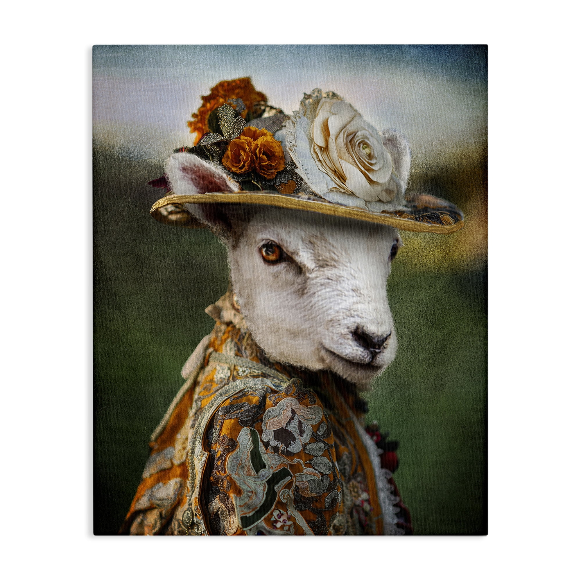 Stupell Industries Fashionable Sheep Portrait Animals & Insects Painting Gallery Wrapped Canvas Art Print Wall Art, 30 x 40