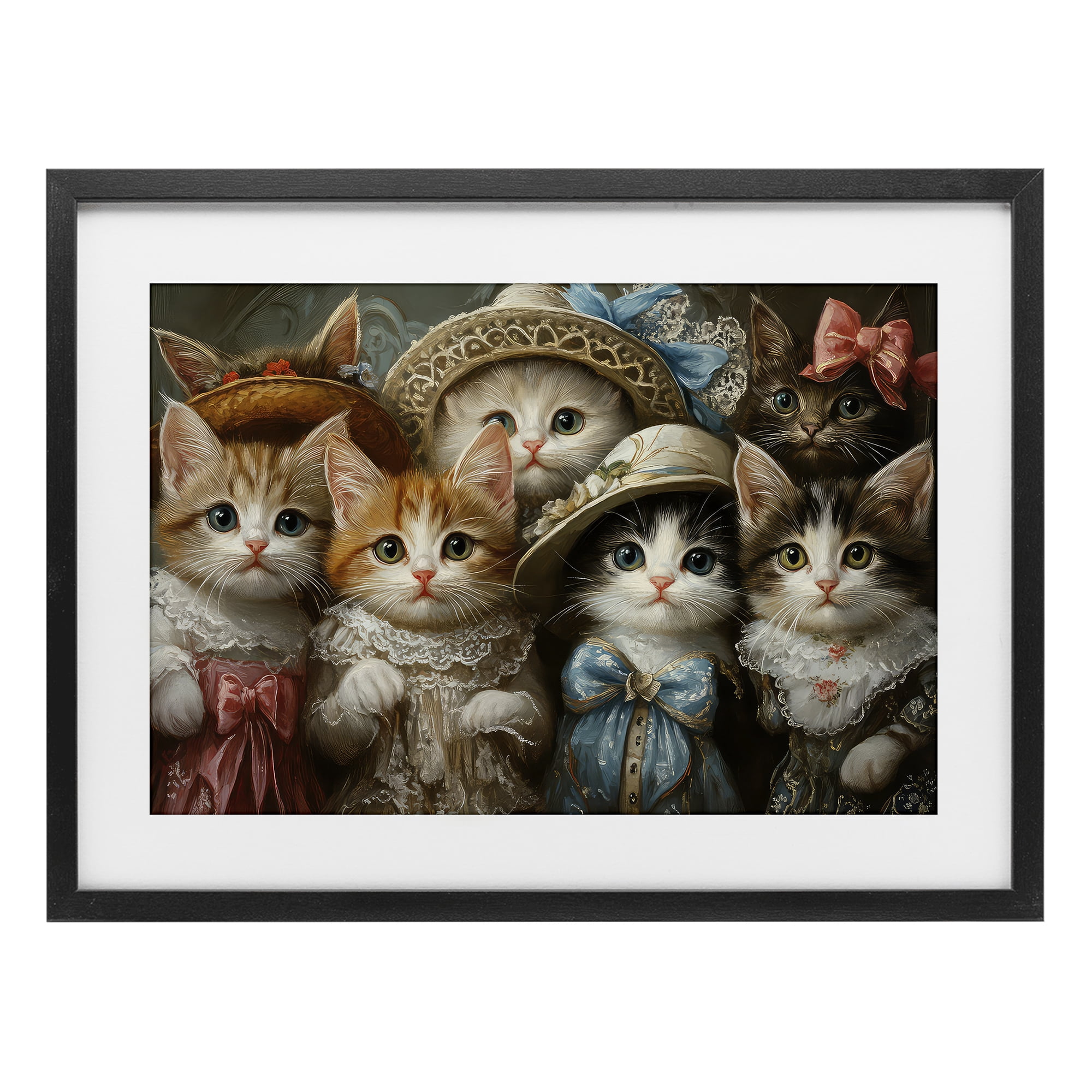Stupell Industries Fashionable Vintage Cats Black Framed Print Under Glass, design by The Wands Want
