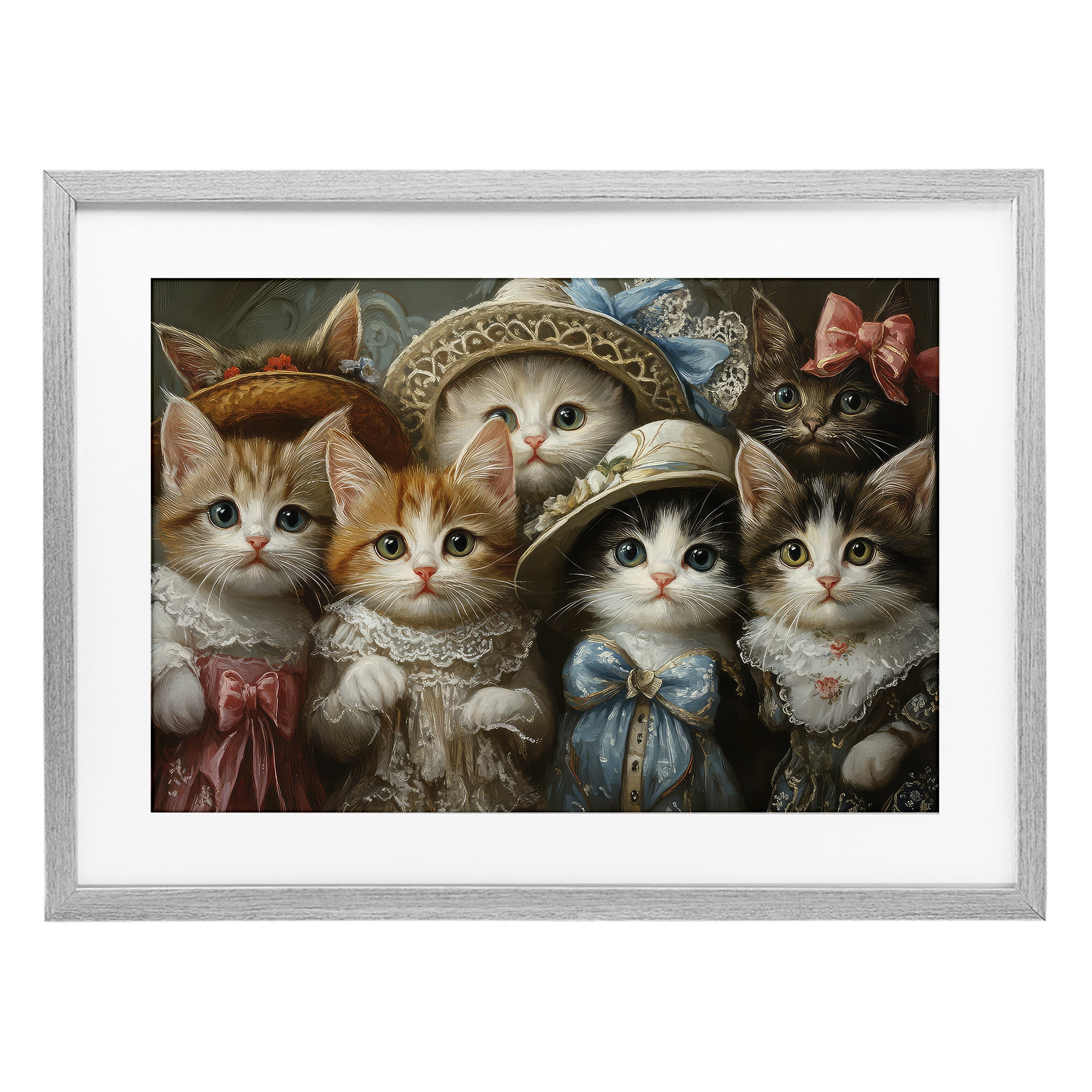 Stupell Industries Fashionable Vintage Cats Gray Framed Print Under Glass, design by The Wands Want