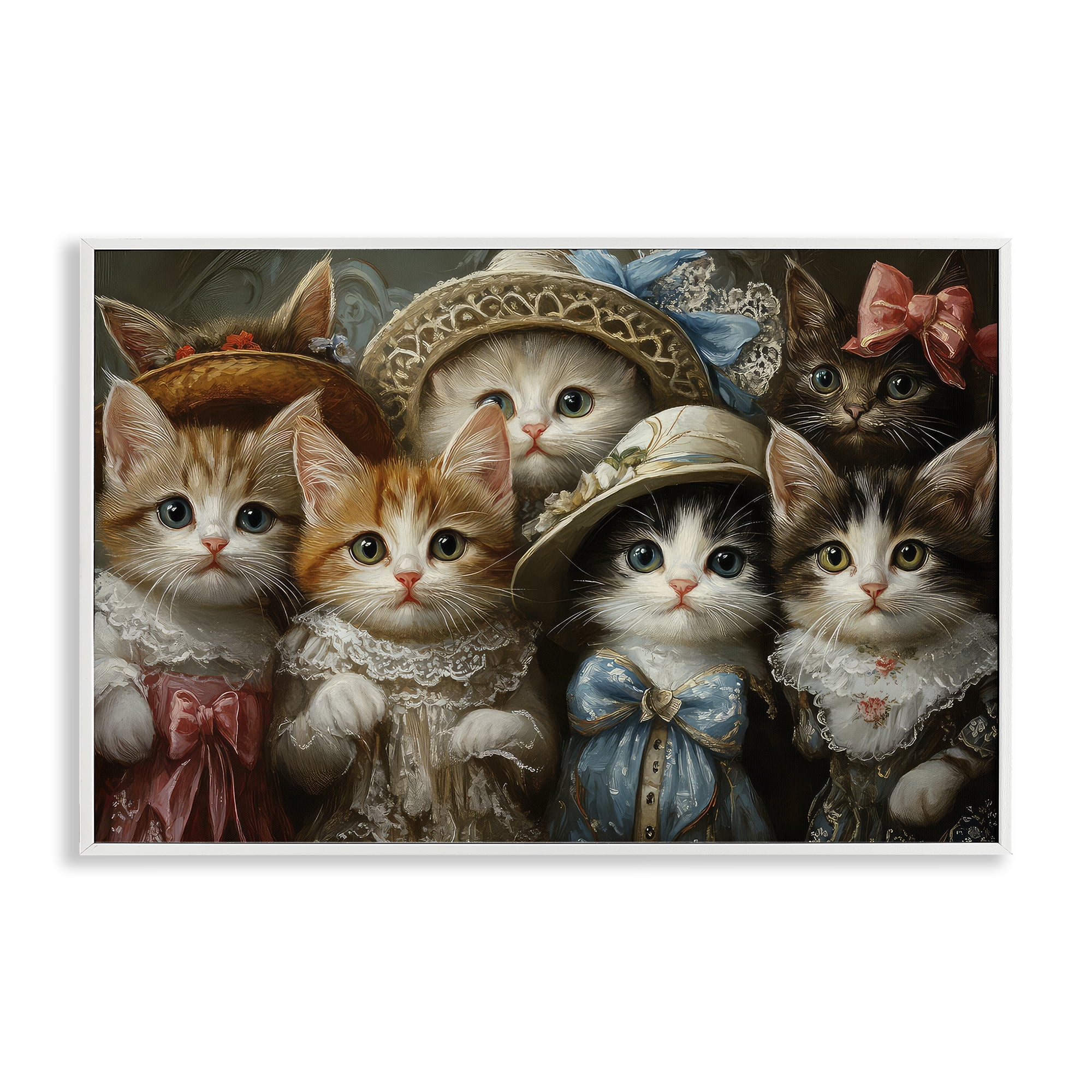 Stupell Industries Fashionable Vintage Cats White Framed Giclee Art, design by The Wands Want