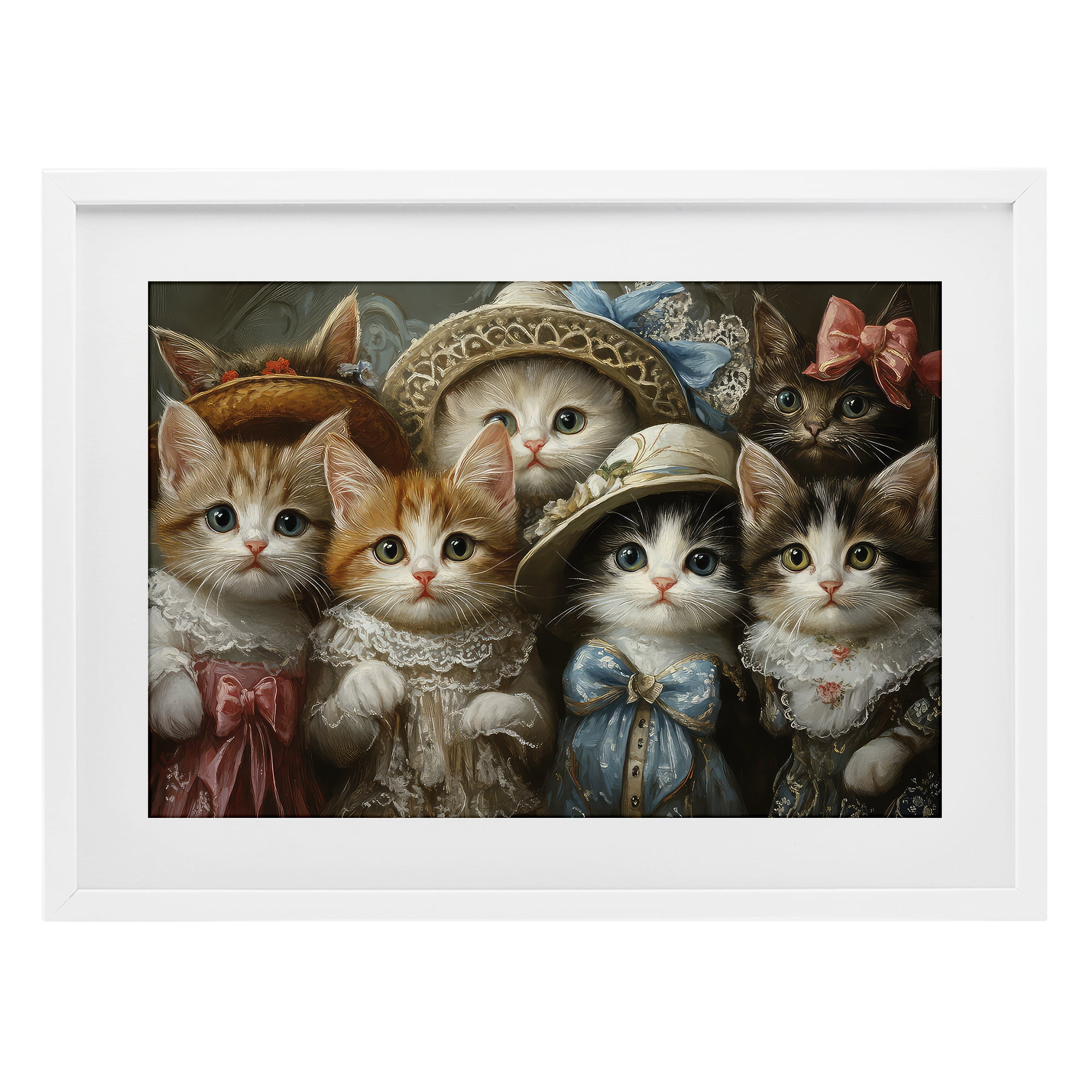 Stupell Industries Fashionable Vintage Cats White Framed Print Under Glass, design by The Wands Want