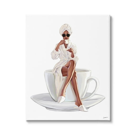 Stupell Industries Fashionable Woman Morning Coffee Graphic Art Gallery Wrapped Canvas Print Wall Art, Design by Ziwei Li