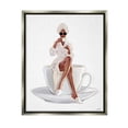 thumbnail image 1 of Stupell Industries Fashionable Woman Morning Coffee Graphic Art Luster Gray Floating Framed Canvas Print Wall Art, Design by Ziwei Li, 1 of 6