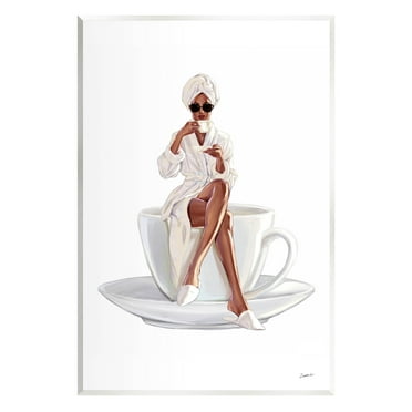 Stupell Industries Fashionable Woman Morning Coffee Graphic Art Unframed Art Print Wall Art, Design by Ziwei Li