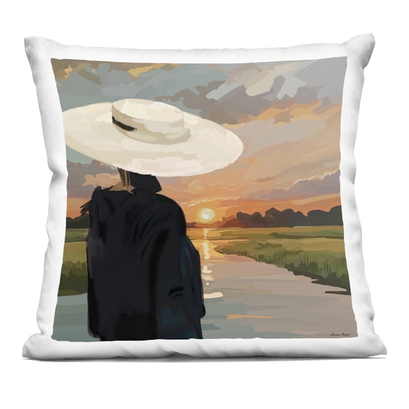 Stupell Industries Fashionable Woman Watching Sunset Decorative Printed Throw Pillow, design by Amelia Noyes