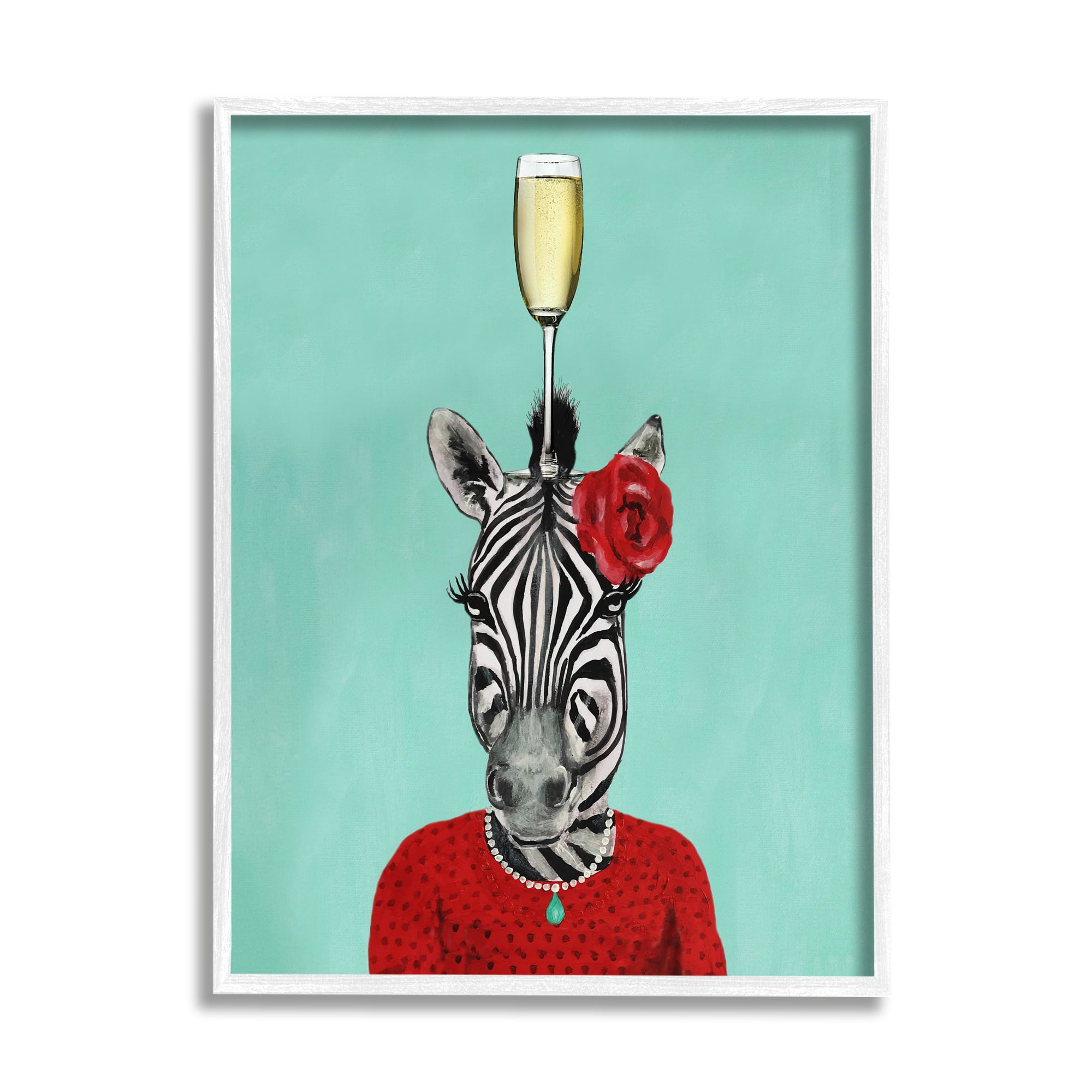 Stupell Industries Fashionable Zebra Patterned Red Outfit Champagne Glass , 16 x 20, Design by Coco de Paris