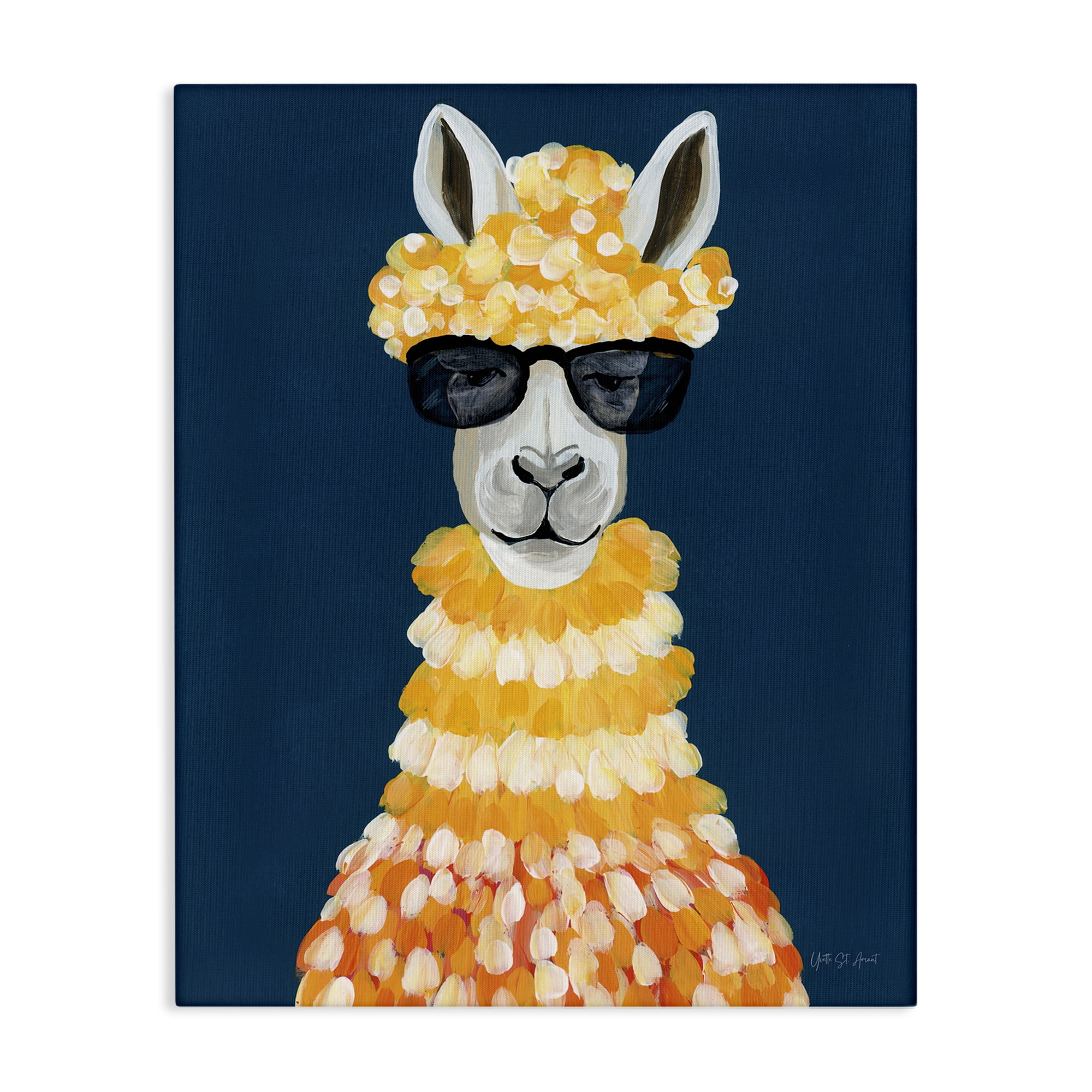 Stupell Industries Fashionista Alpaca Portrait Animals Painting Wrapped Canvas Art Print Wall Art, 24 x 30
